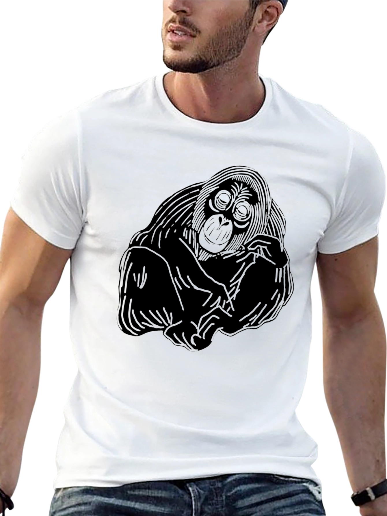Black Orangutan Graphic Tee - Black Cotton Blend view 13