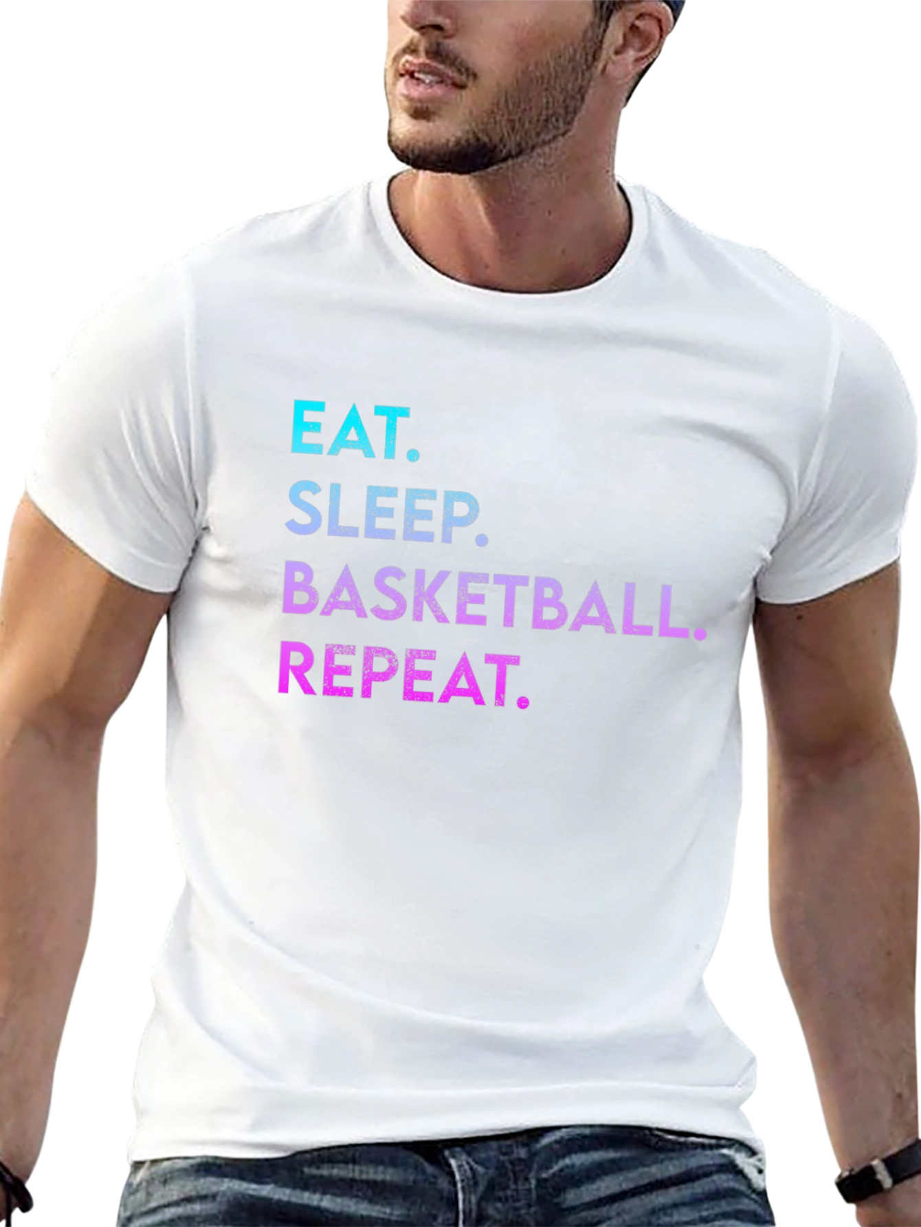 Black Eat Sleep Basketball Repeat Graphic Tee view 13