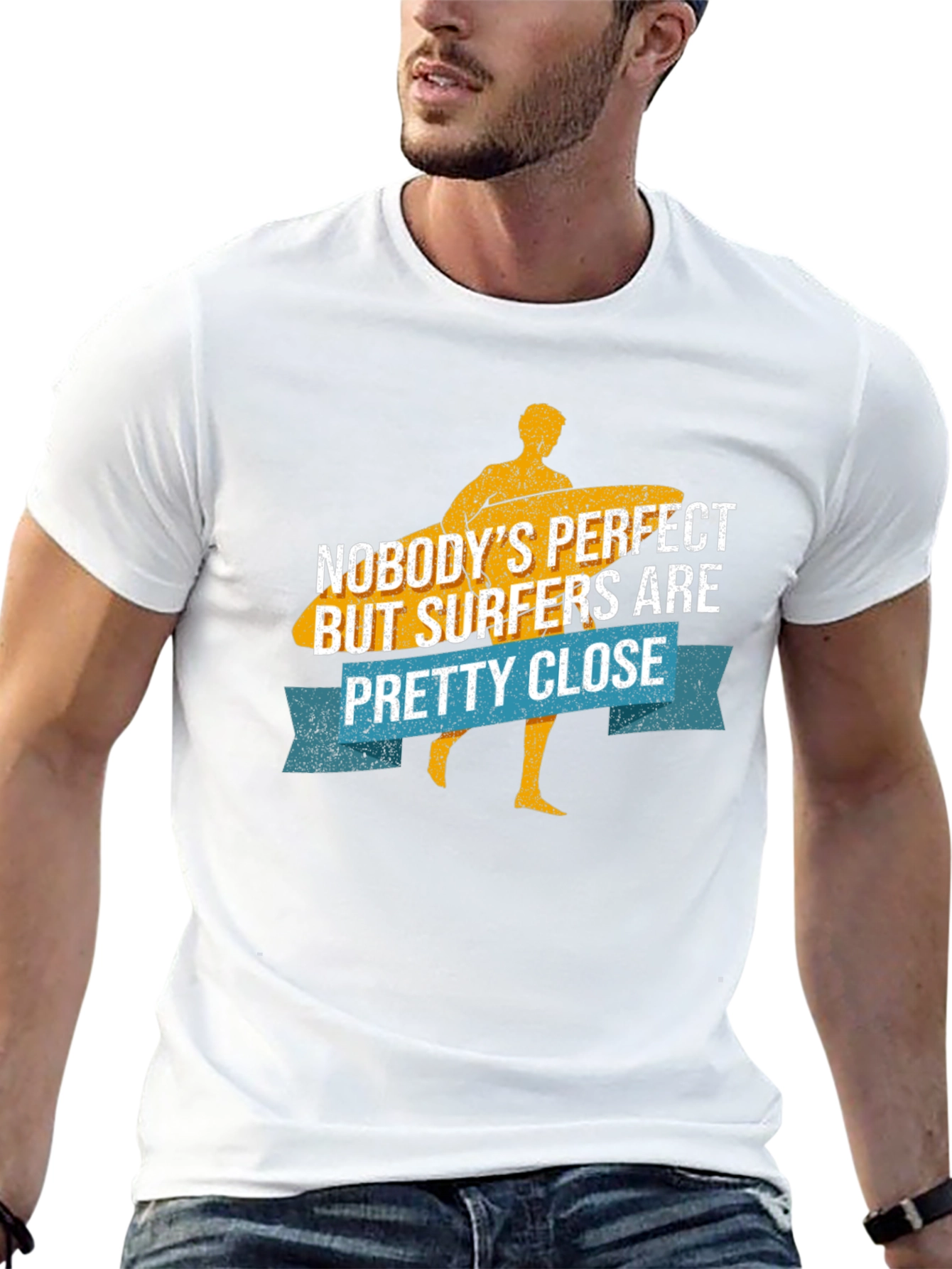 Black Funny Surfer T-Shirt - Nobody's Perfect Surfers Close! view 13