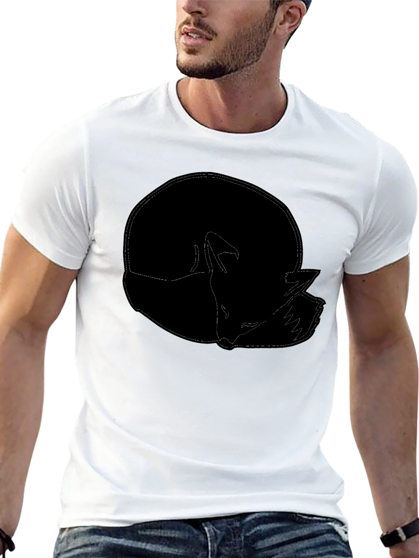 Black Fox Outline Graphic Tee - Minimalist Style view 13