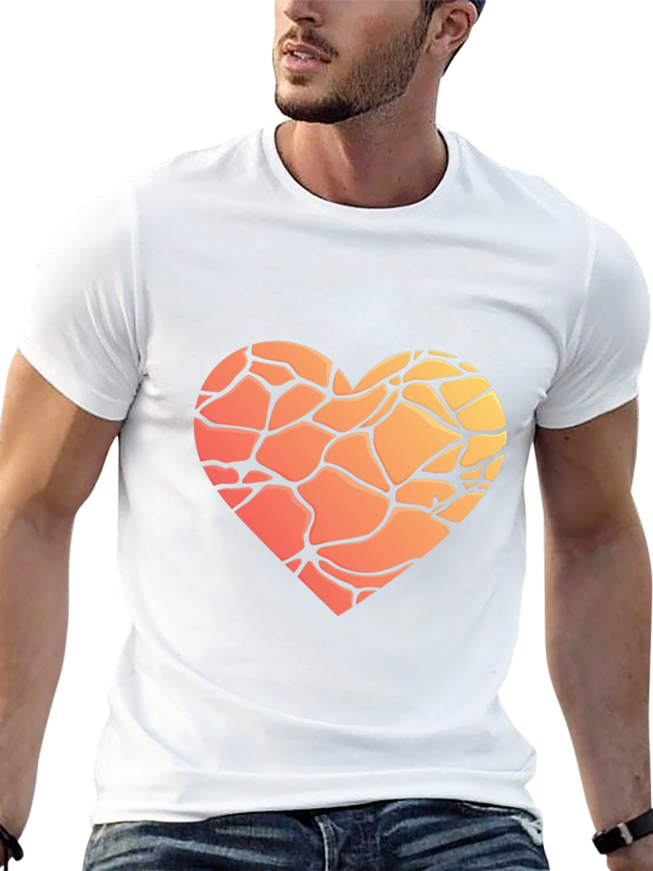 Black Heart Mosaic Graphic T-Shirt - Soft Cotton Blend view 13