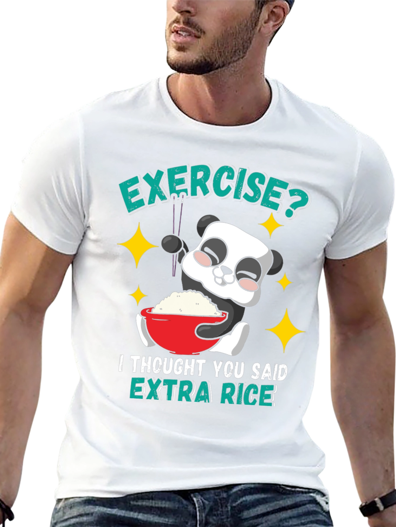 Black Funny Panda Extra Rice T-Shirt view 13
