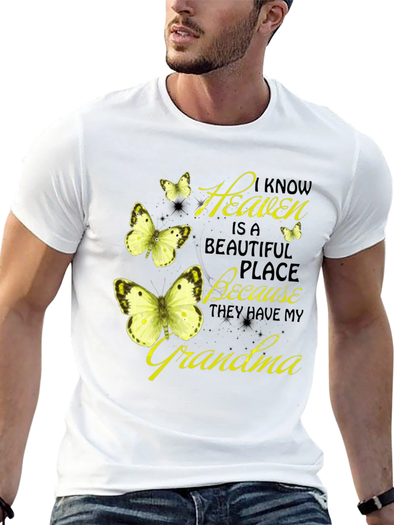 Black Heavenly Grandma Butterfly T-Shirt - Black view 13