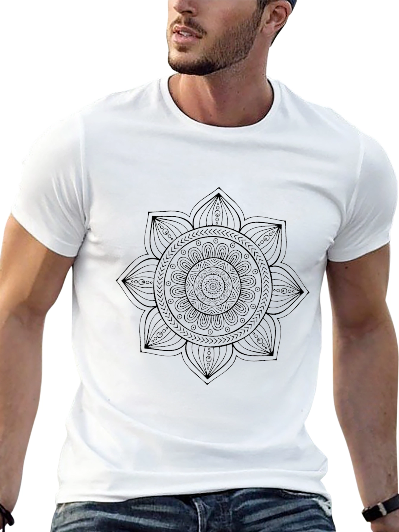 Black Men's Black Mandala Graphic Tee view 13
