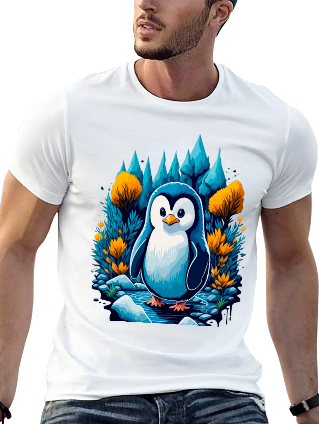 Black Penguin in Forest T-Shirt view 13
