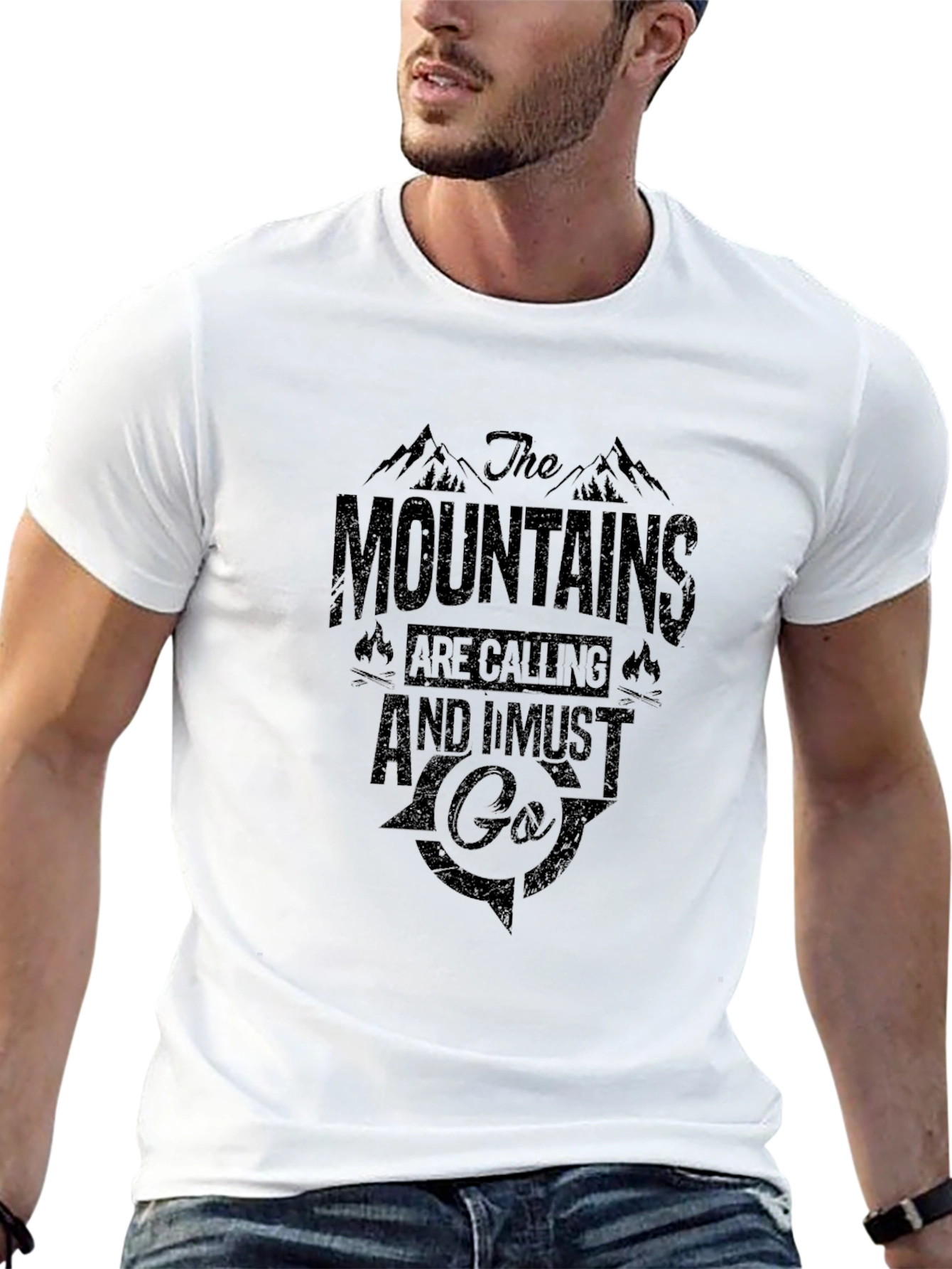 Black Mountains Calling Graphic Tee - Black Cotton T-Shirt view 13