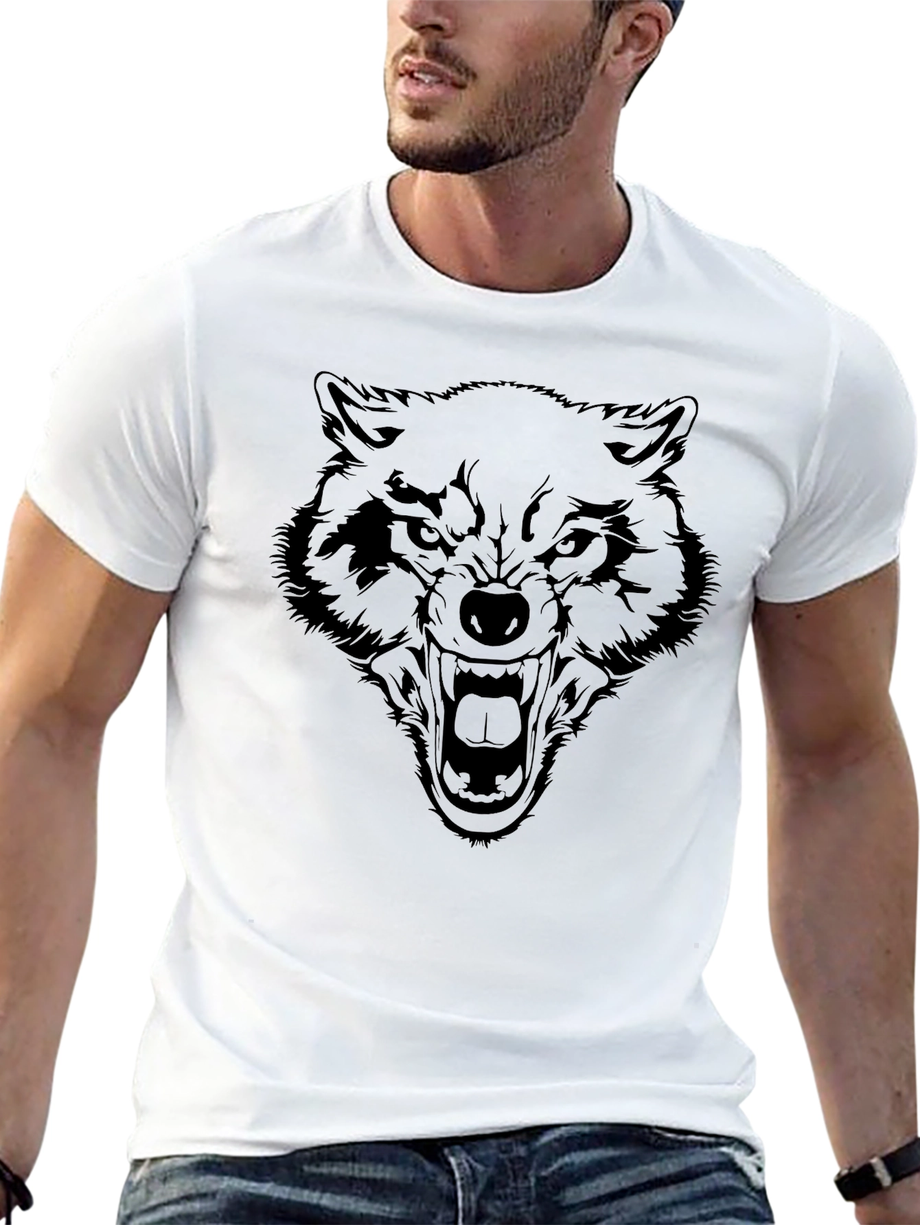 Black Black Wolf Graphic Tee - Men's Short Sleeve Crew Neck view 13