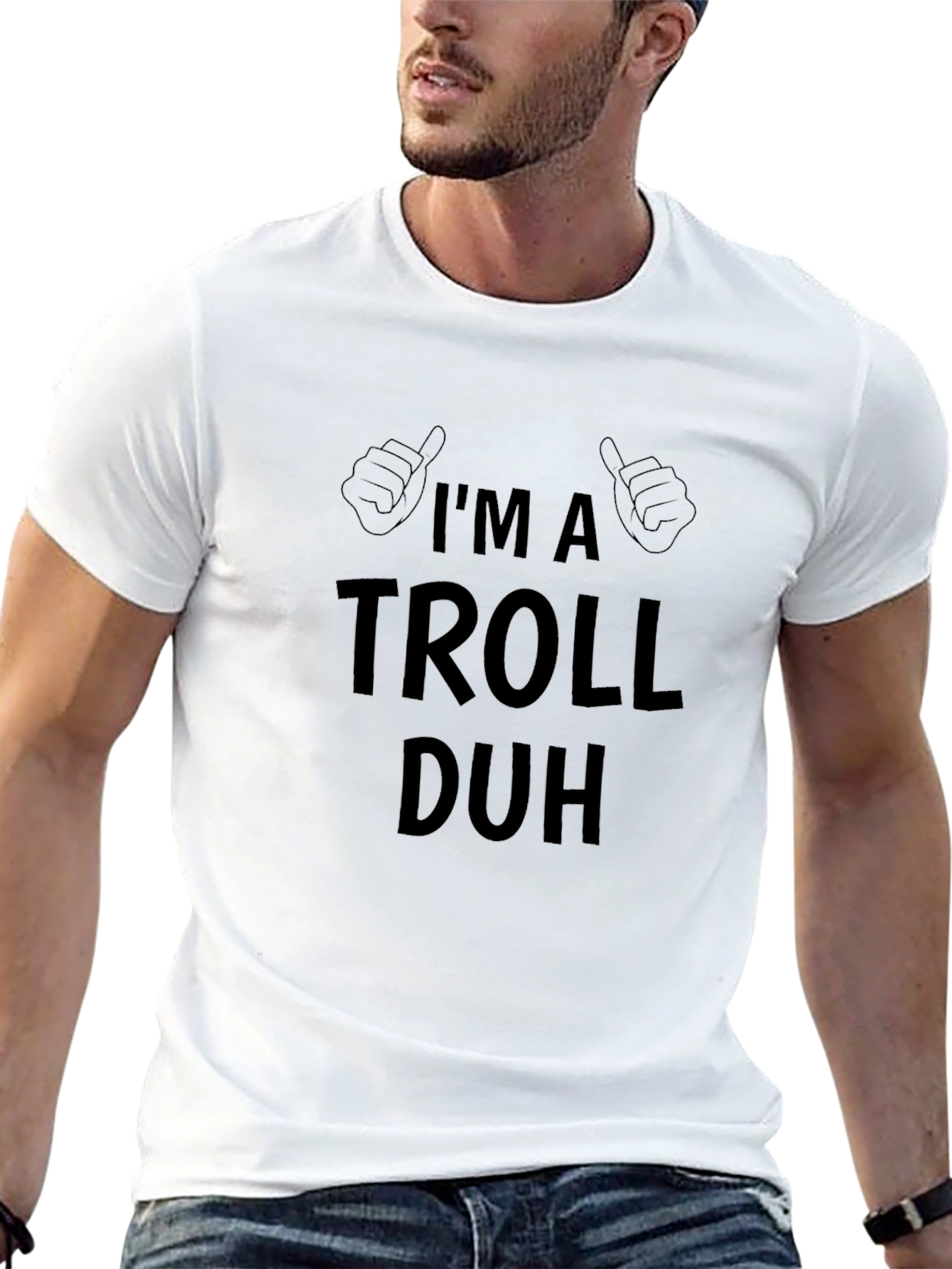 Black I'm a Troll Duh Black Graphic T-Shirt view 13