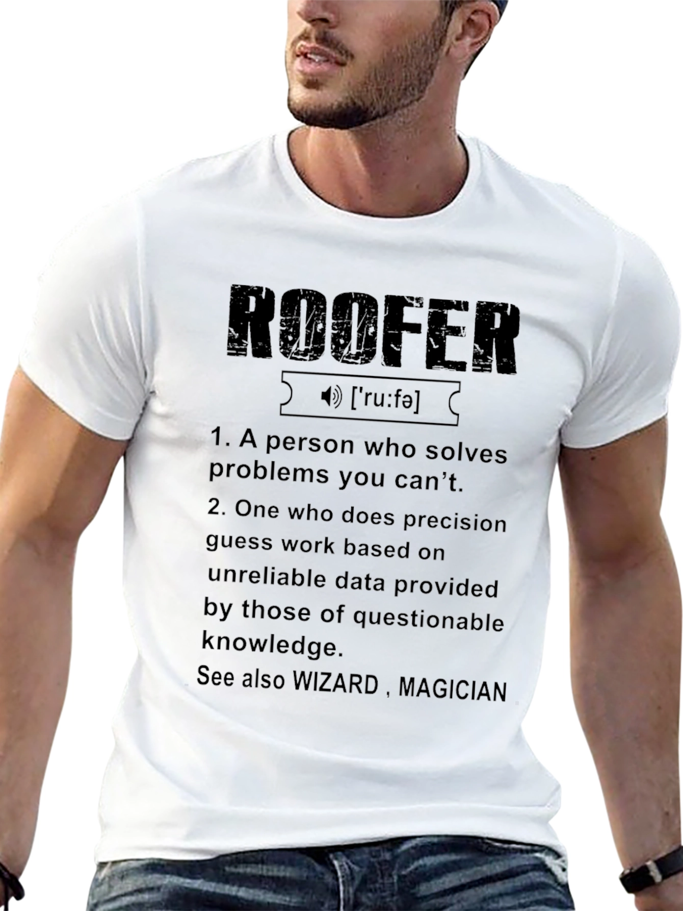 Black Roofer Definition Graphic Tee - Funny Job T-Shirt view 13