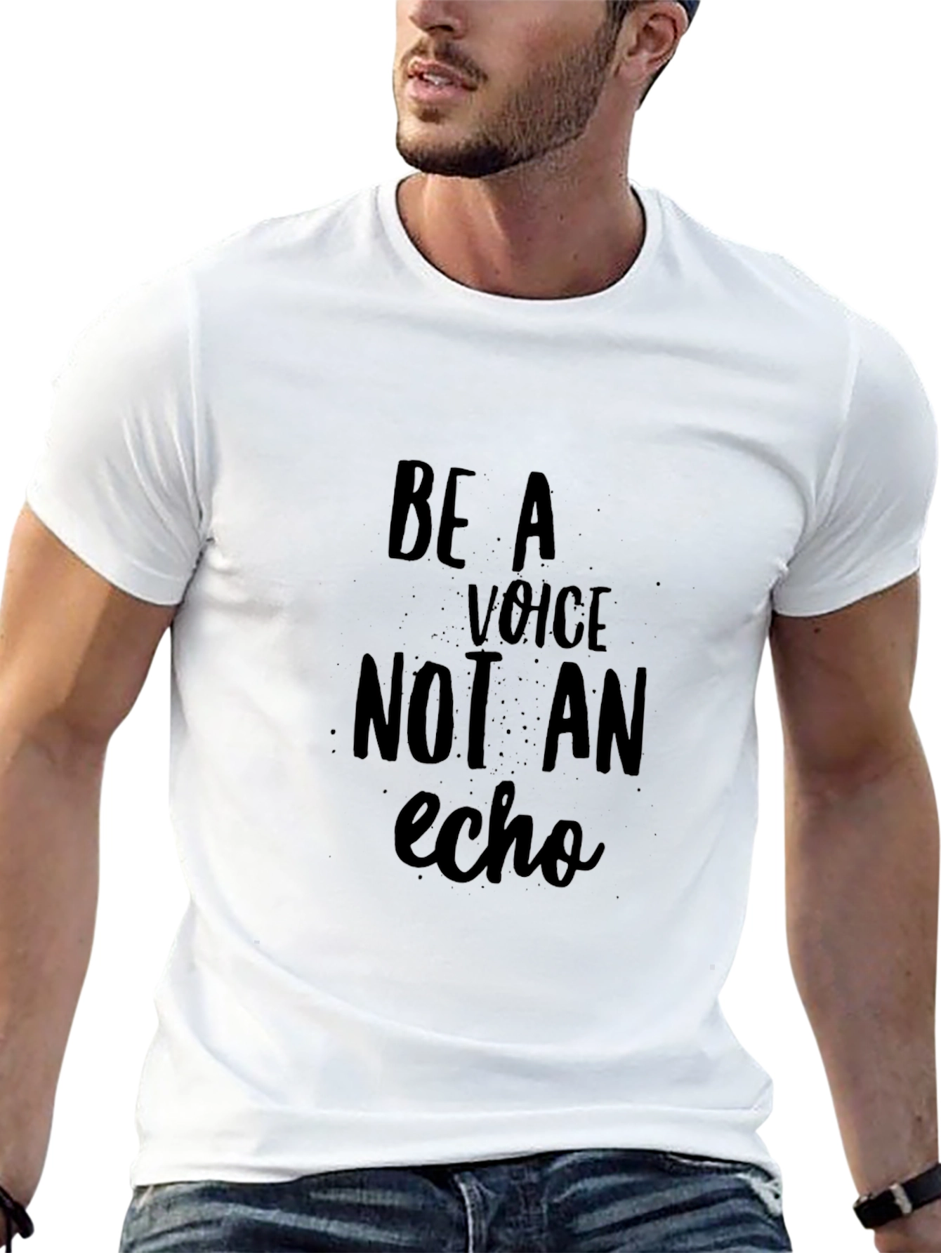 Black Be a Voice Not an Echo Black T-Shirt view 13