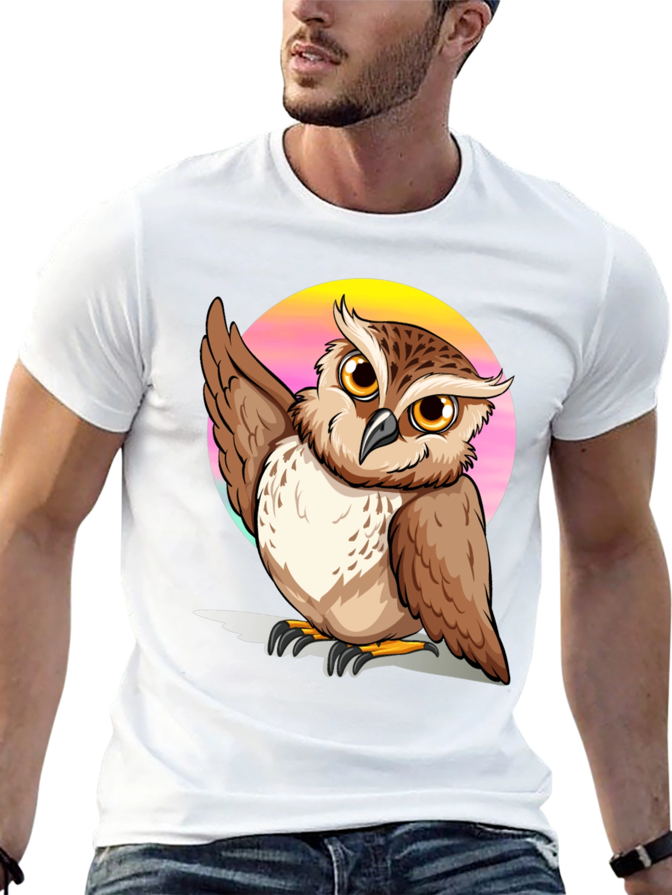 Black Owl Graphic Print Black T-Shirt view 13