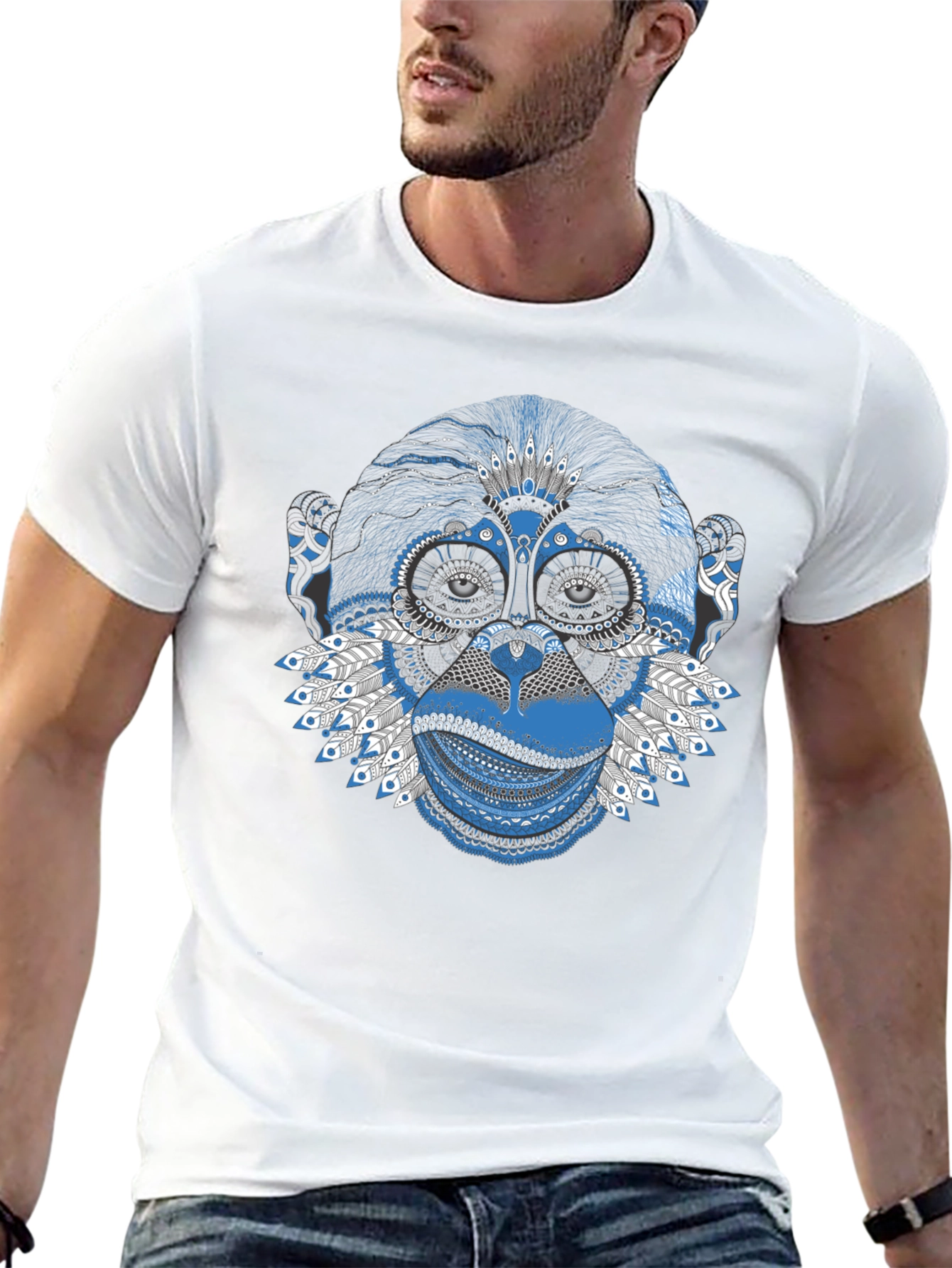 Black Monkey Art Graphic Tee - Unique Design T-Shirt view 13
