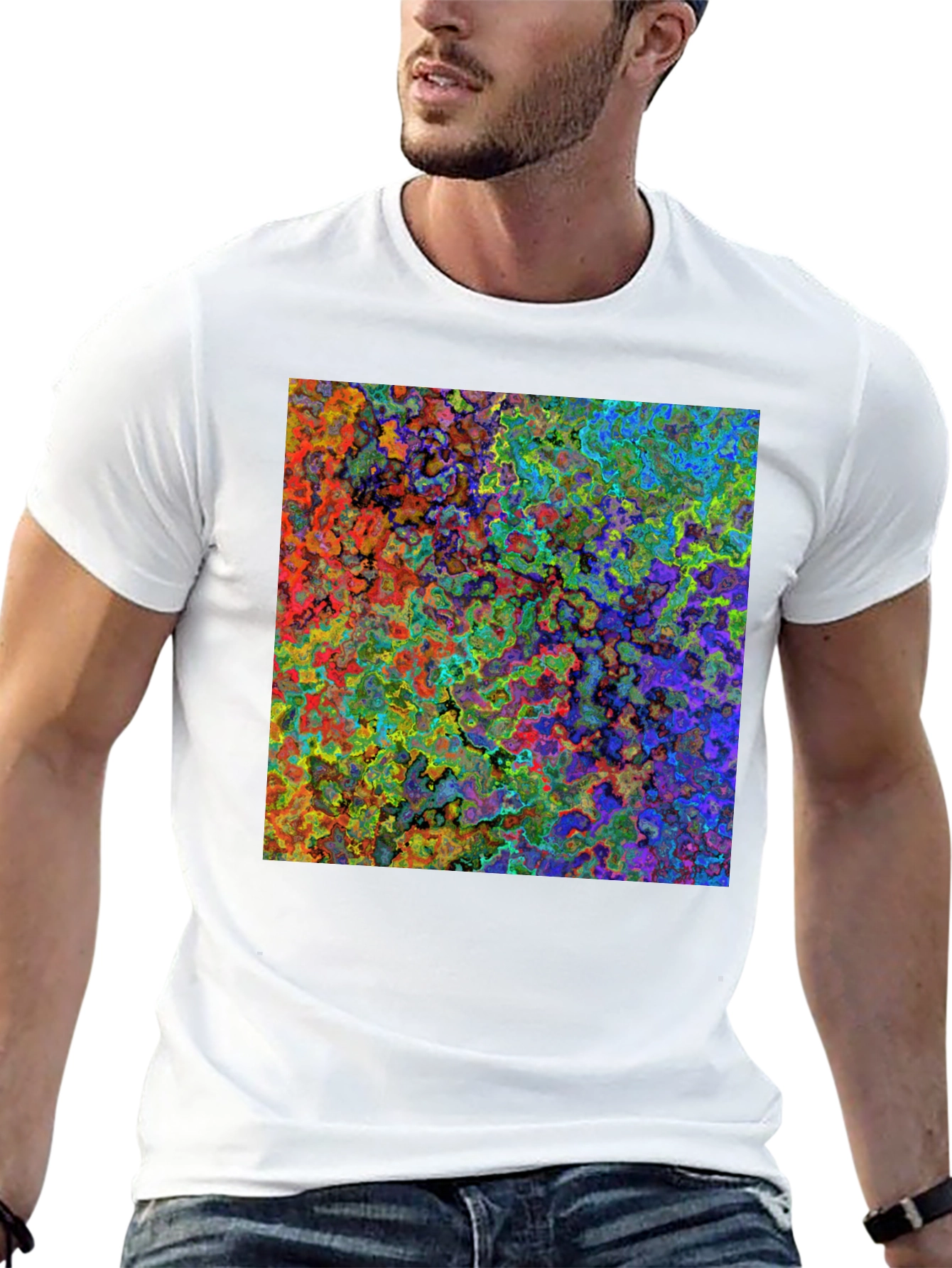Black Abstract Art Print Black T-Shirt view 13