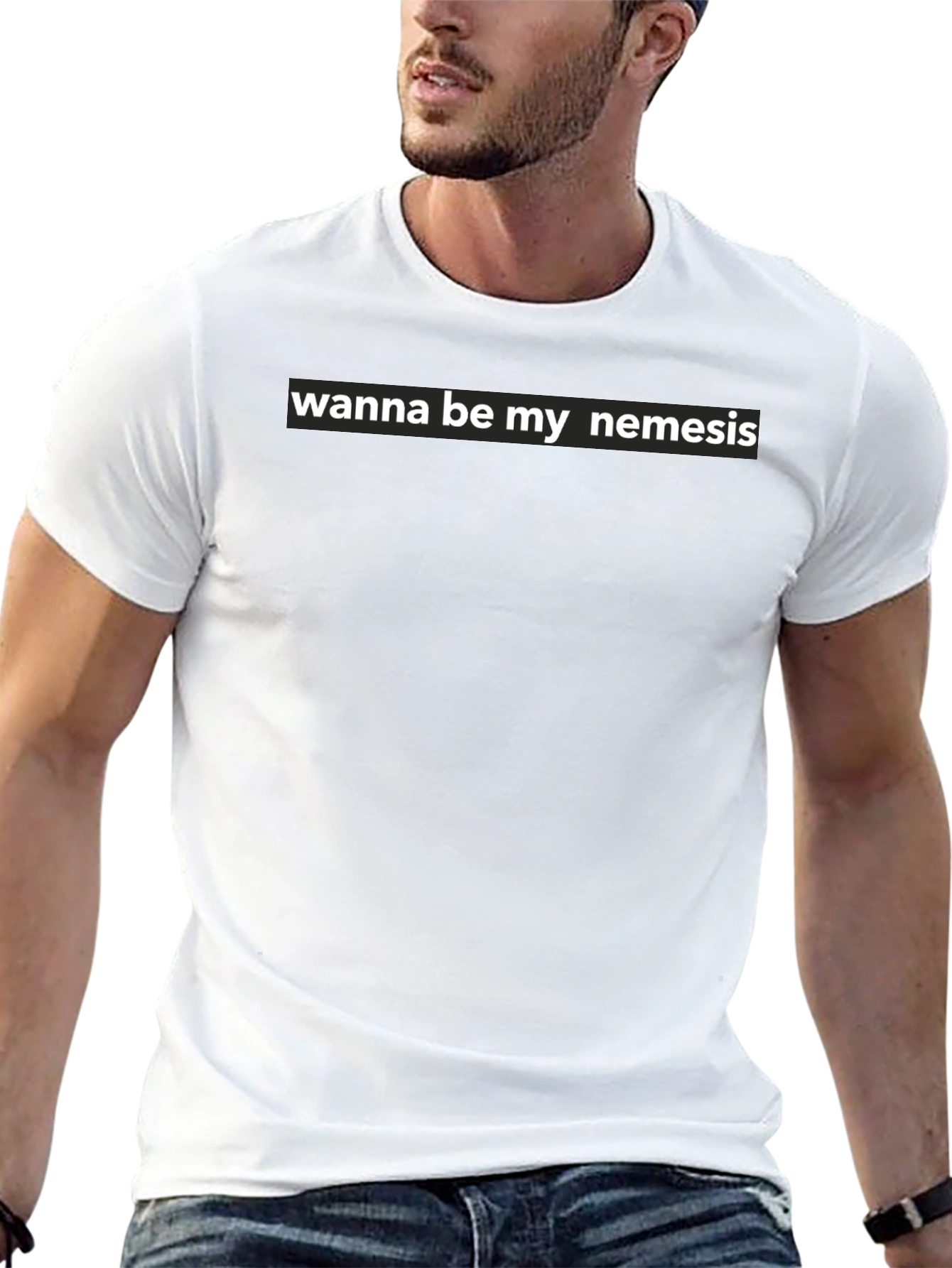 Black Wanna Be My Nemesis Graphic Tee - Bold Statement T-Shirt view 13