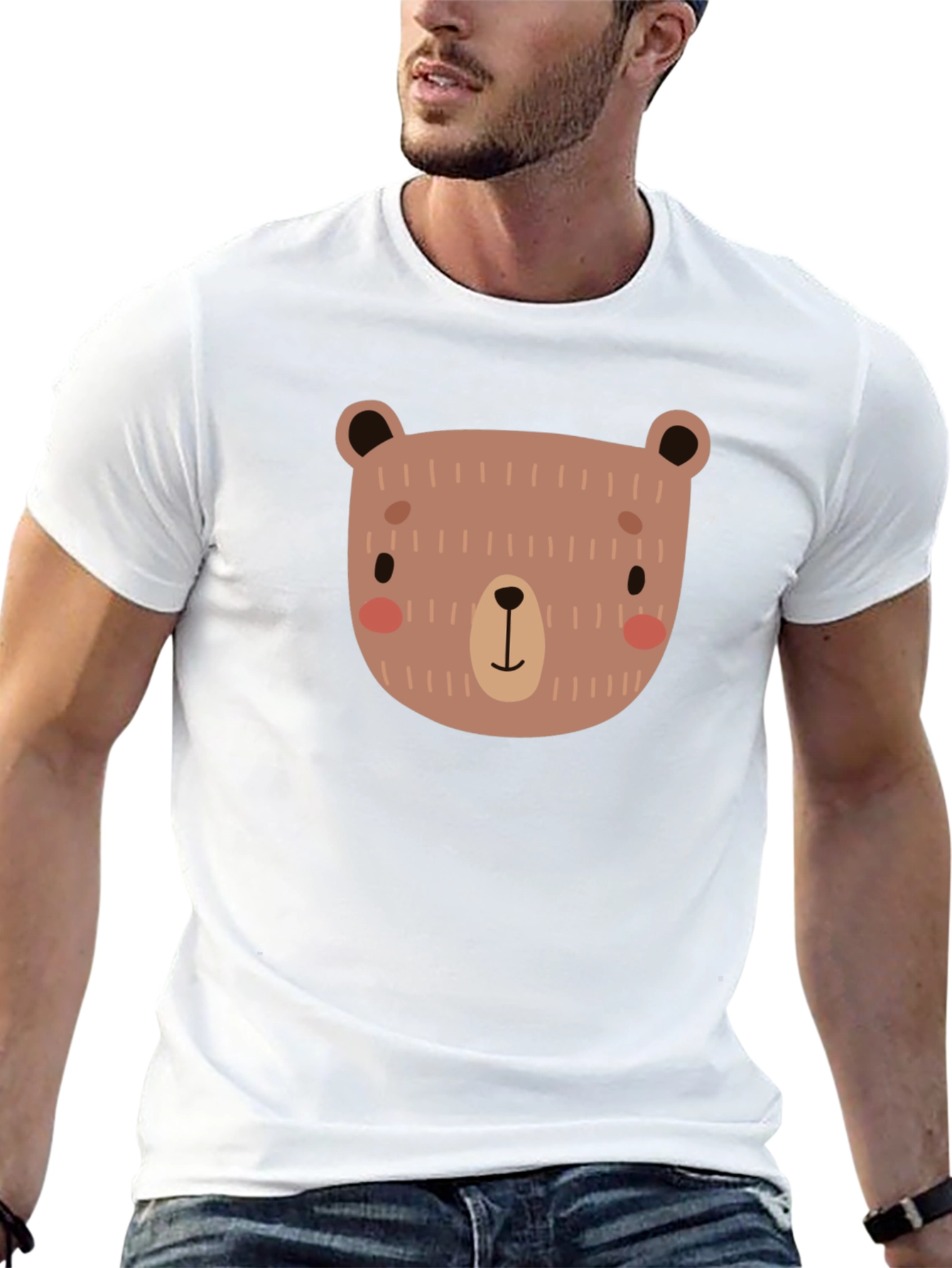 Black Cute Bear Graphic Black T-Shirt view 13