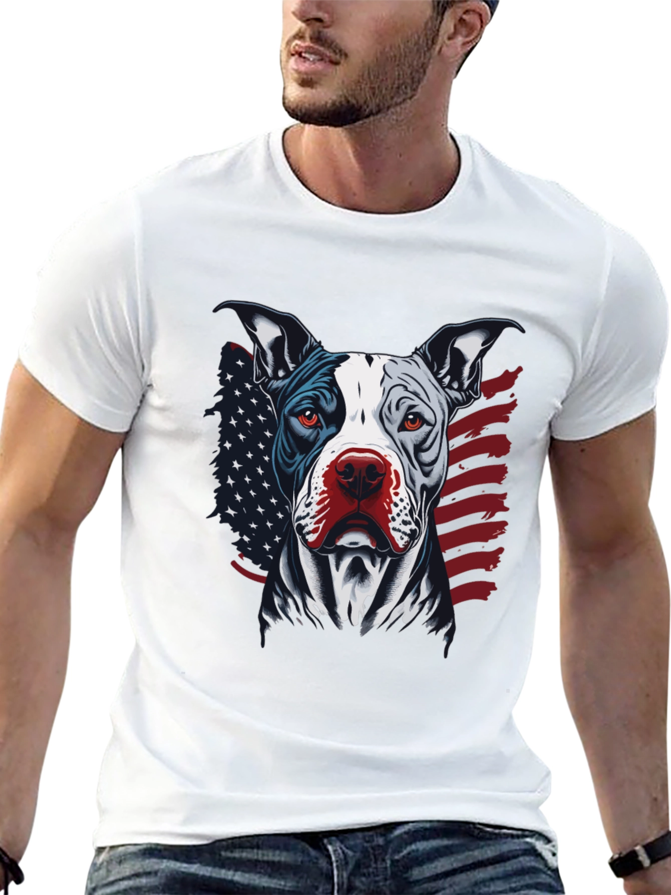 Black Patriotic Pitbull Graphic Tee - American Pride! view 13