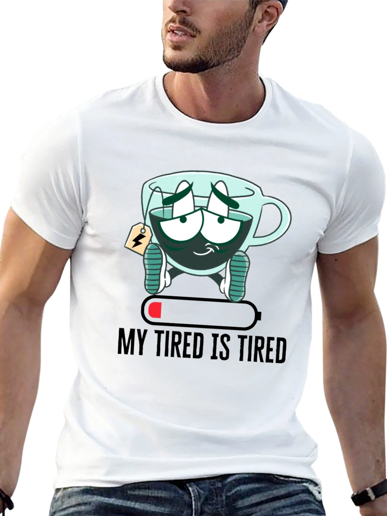 Black My Tired Is Tired Funny Graphic T-Shirt view 13