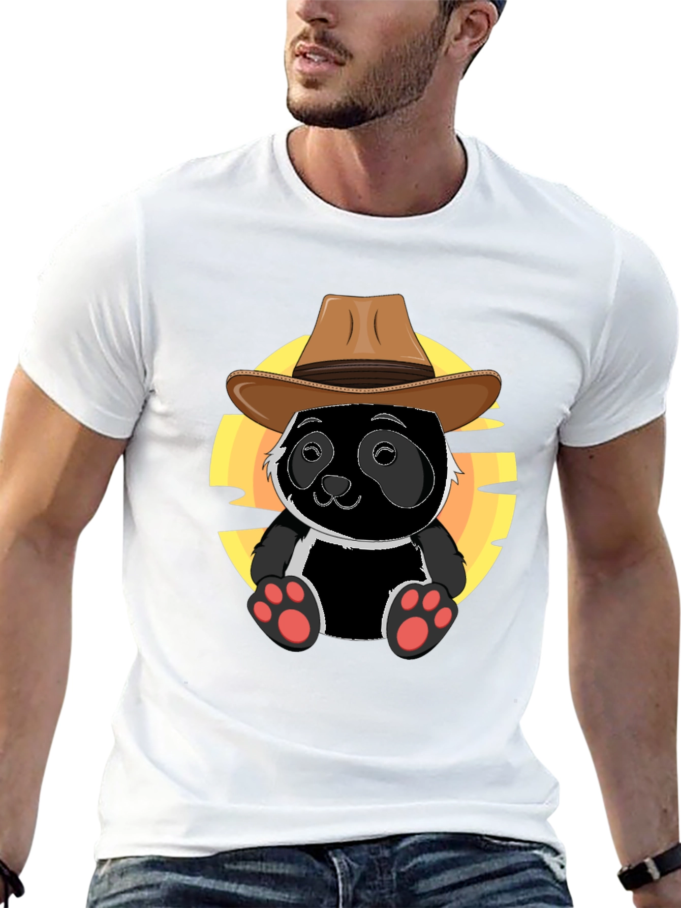 Black Panda Cowboy T-Shirt - Cute Graphic Tee view 13