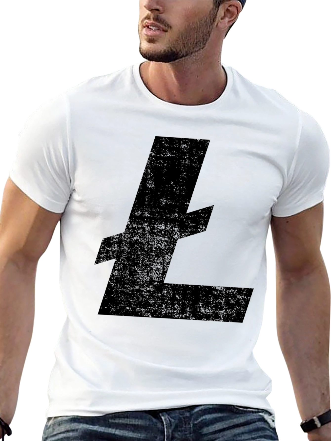 Black Litecoin Crypto Logo Black T-Shirt view 13