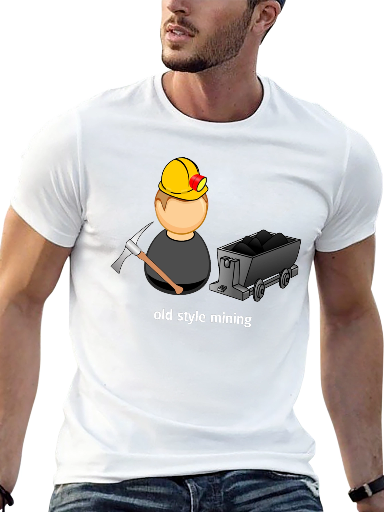 Black Mining T-Shirt: Old Style Mining Cartoon Design view 13