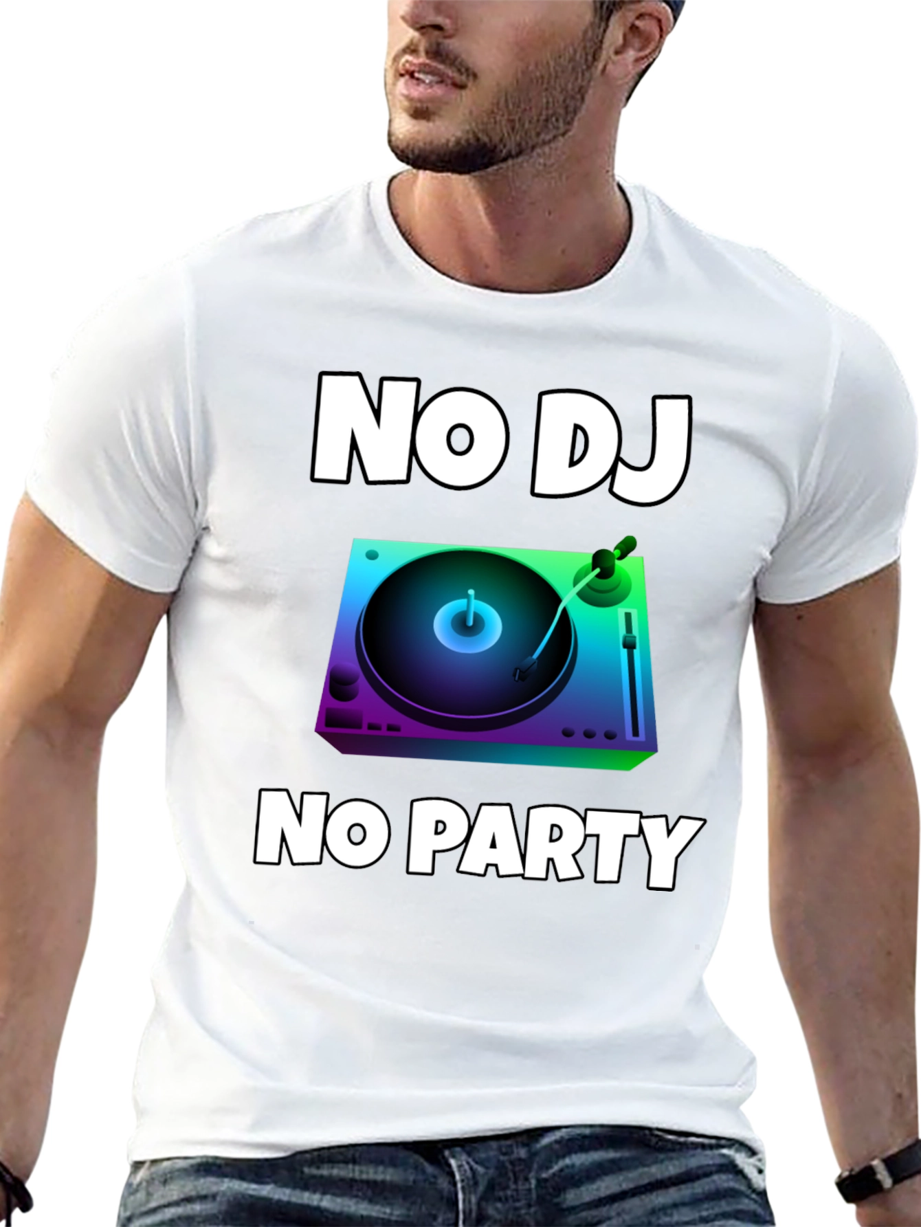 Black No DJ No Party Graphic T-Shirt view 13
