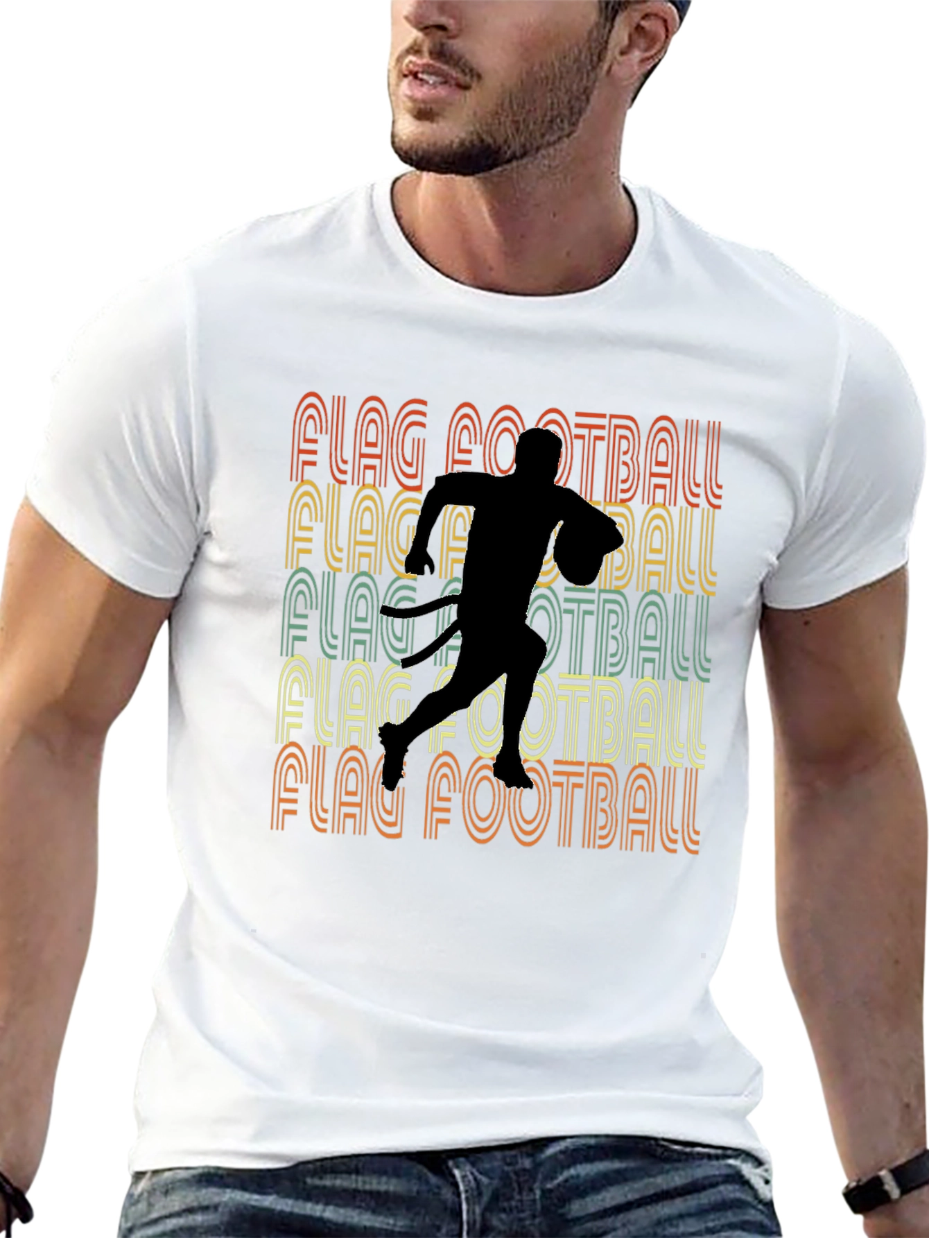 Black Retro Flag Football T-Shirt - Sportswear view 13