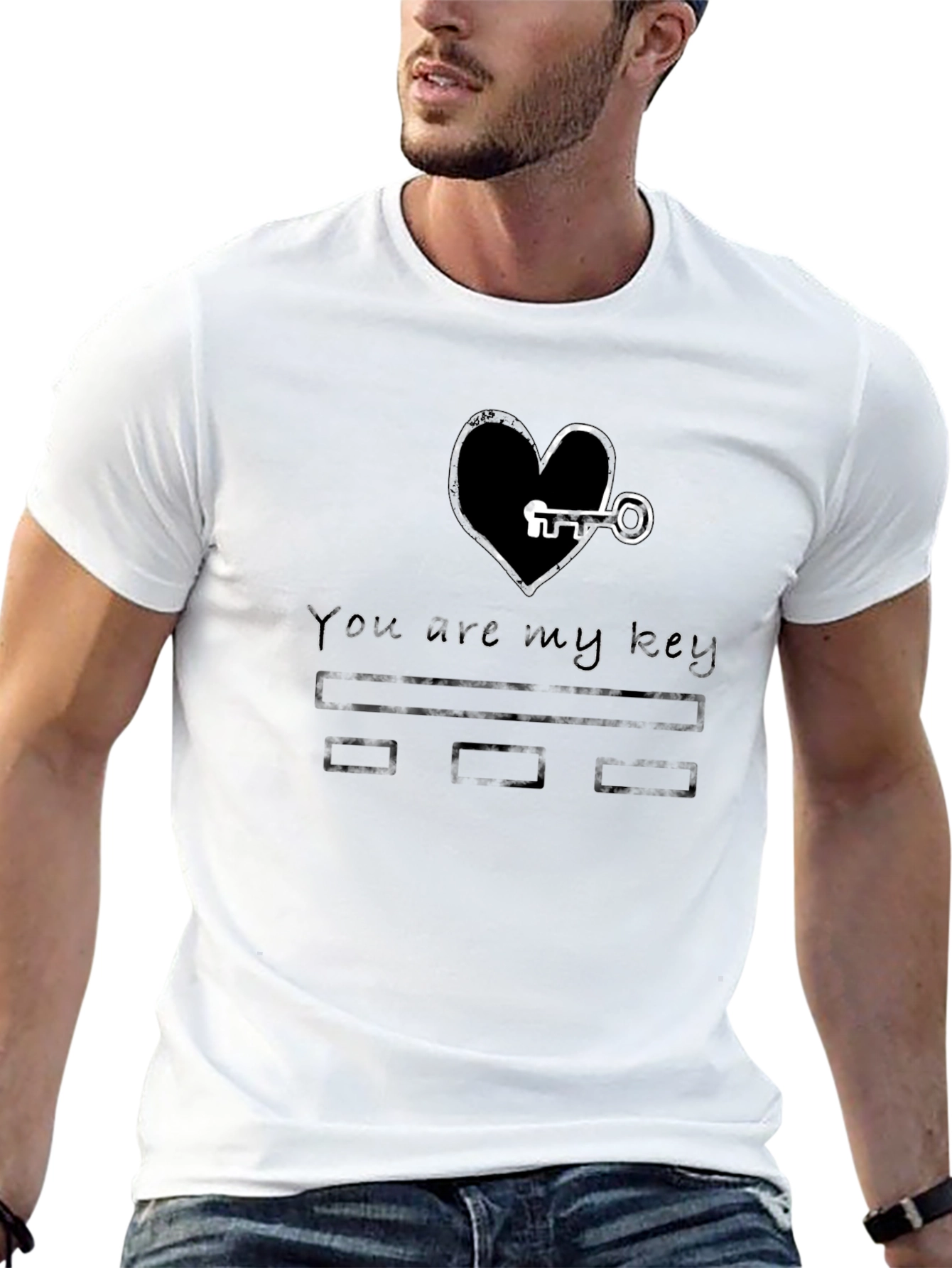 Black You are my key black tee shirt view 13
