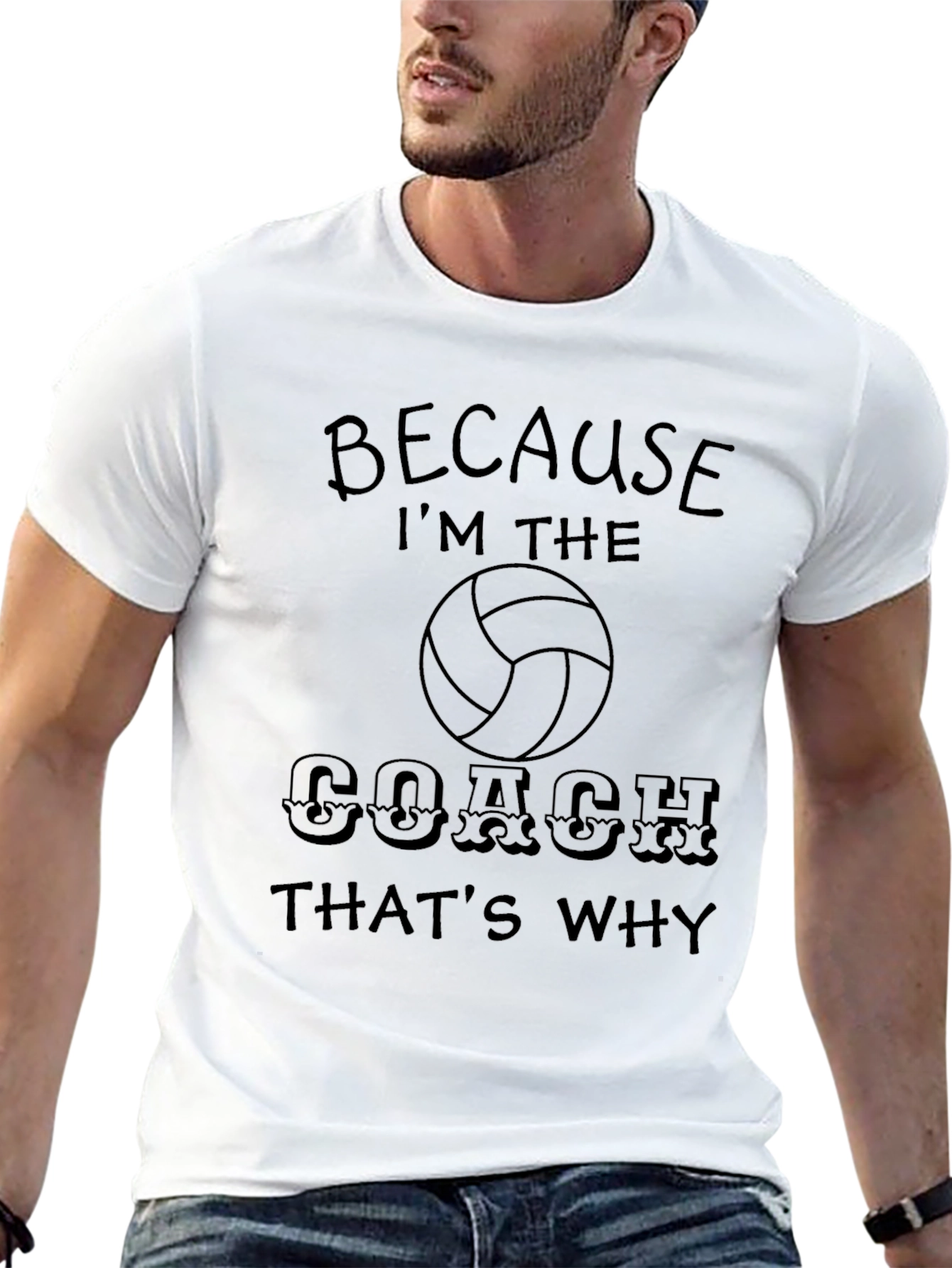 Black Volleyball Coach T-Shirt - Because I'm the Coach view 13