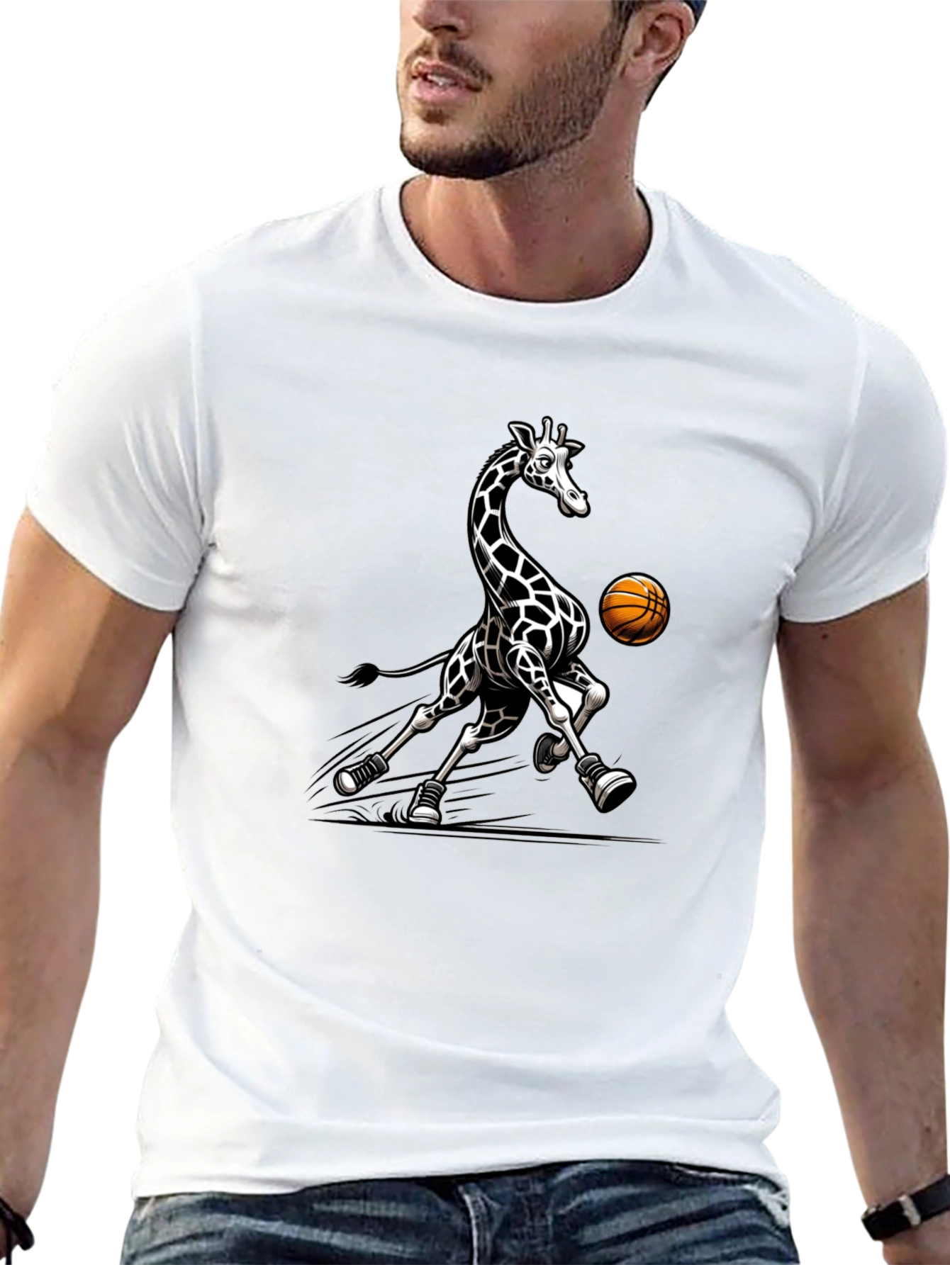 Black Giraffe Basketball Black T-Shirt view 13