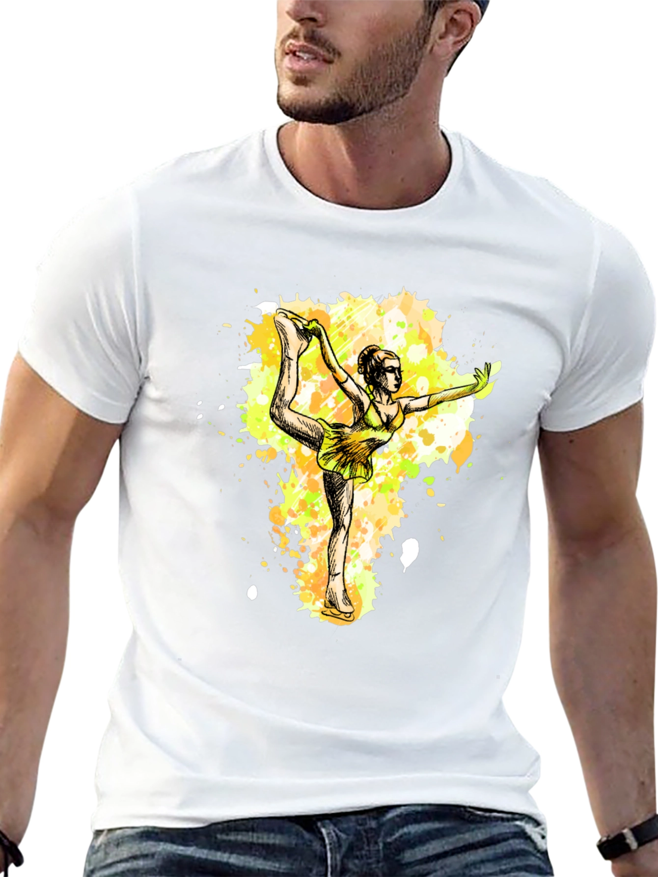 Black Figure Skater Graphic Tee - Black Cotton T-Shirt view 13