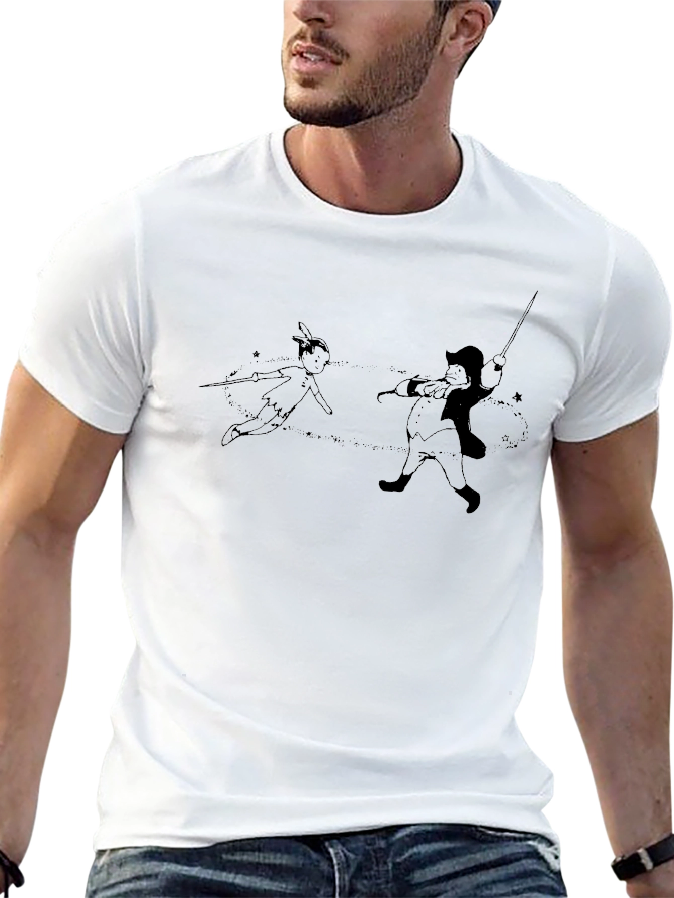 Black Peter Pan vs Captain Hook Black T-Shirt view 13