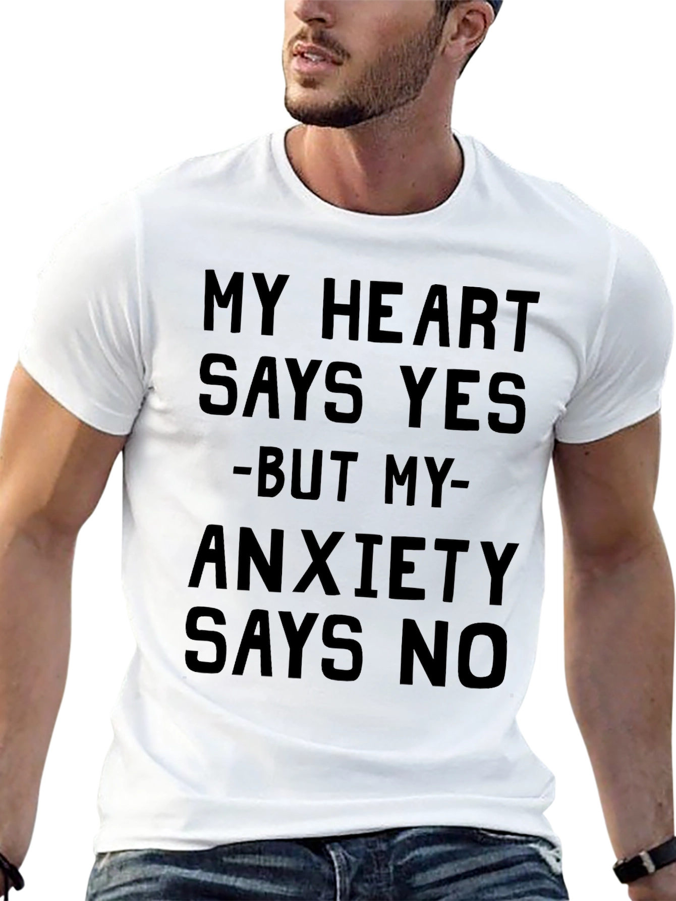 Black My Heart Says Yes T-Shirt - Anxiety Funny Tee view 13