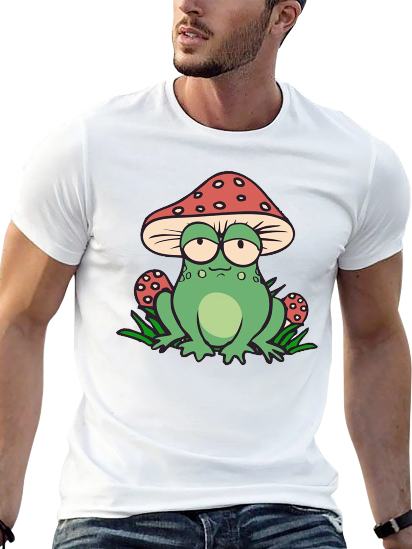 Black Mushroom Frog Graphic Tee - Unique Novelty Shirt view 13