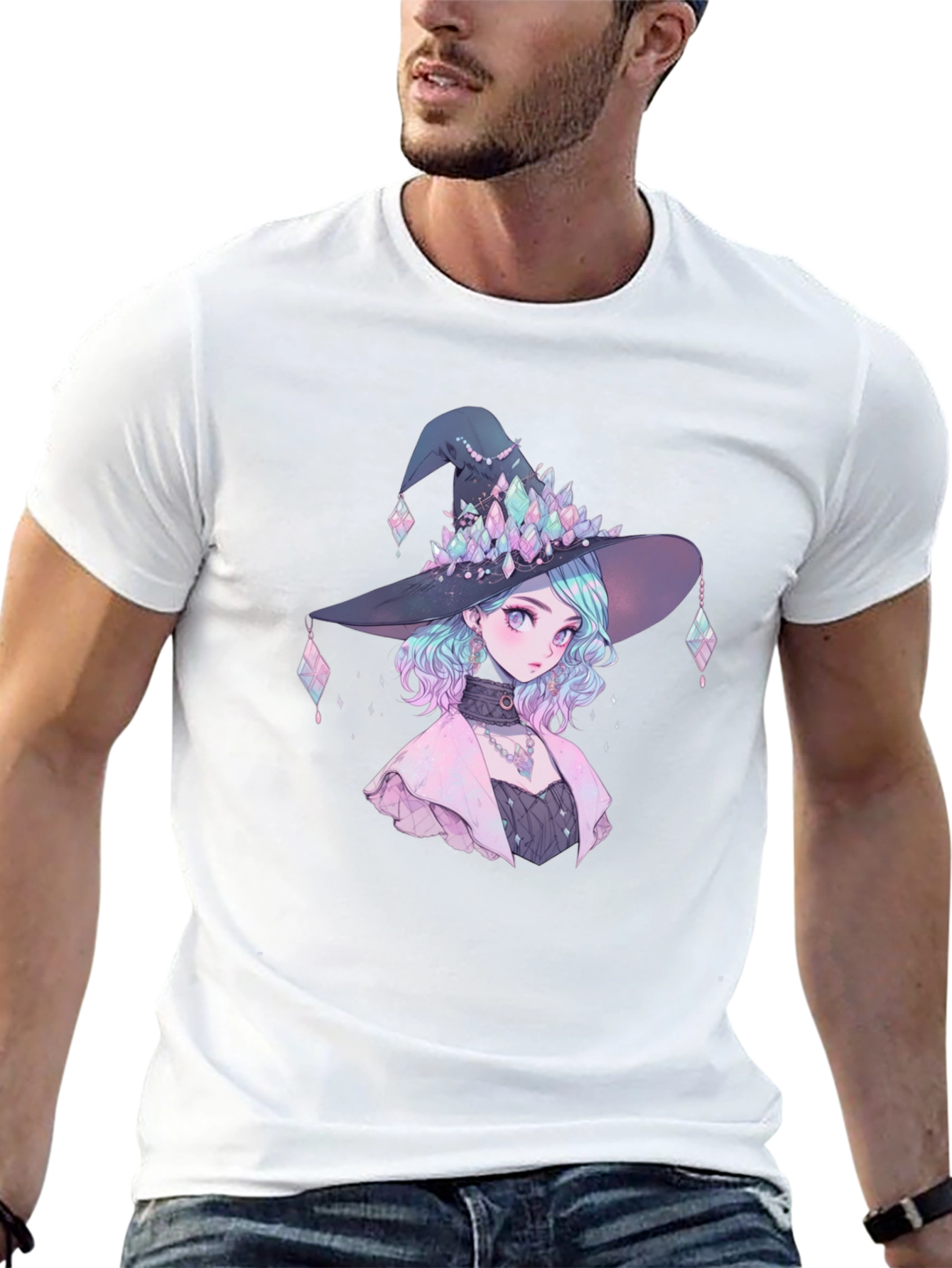 Black Anime Witch Graphic Tee - Stylish Unisex T-Shirt view 13