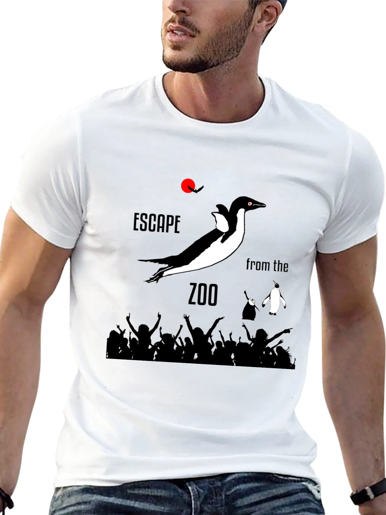 Black Escape from the Zoo Black Graphic T-Shirt view 13