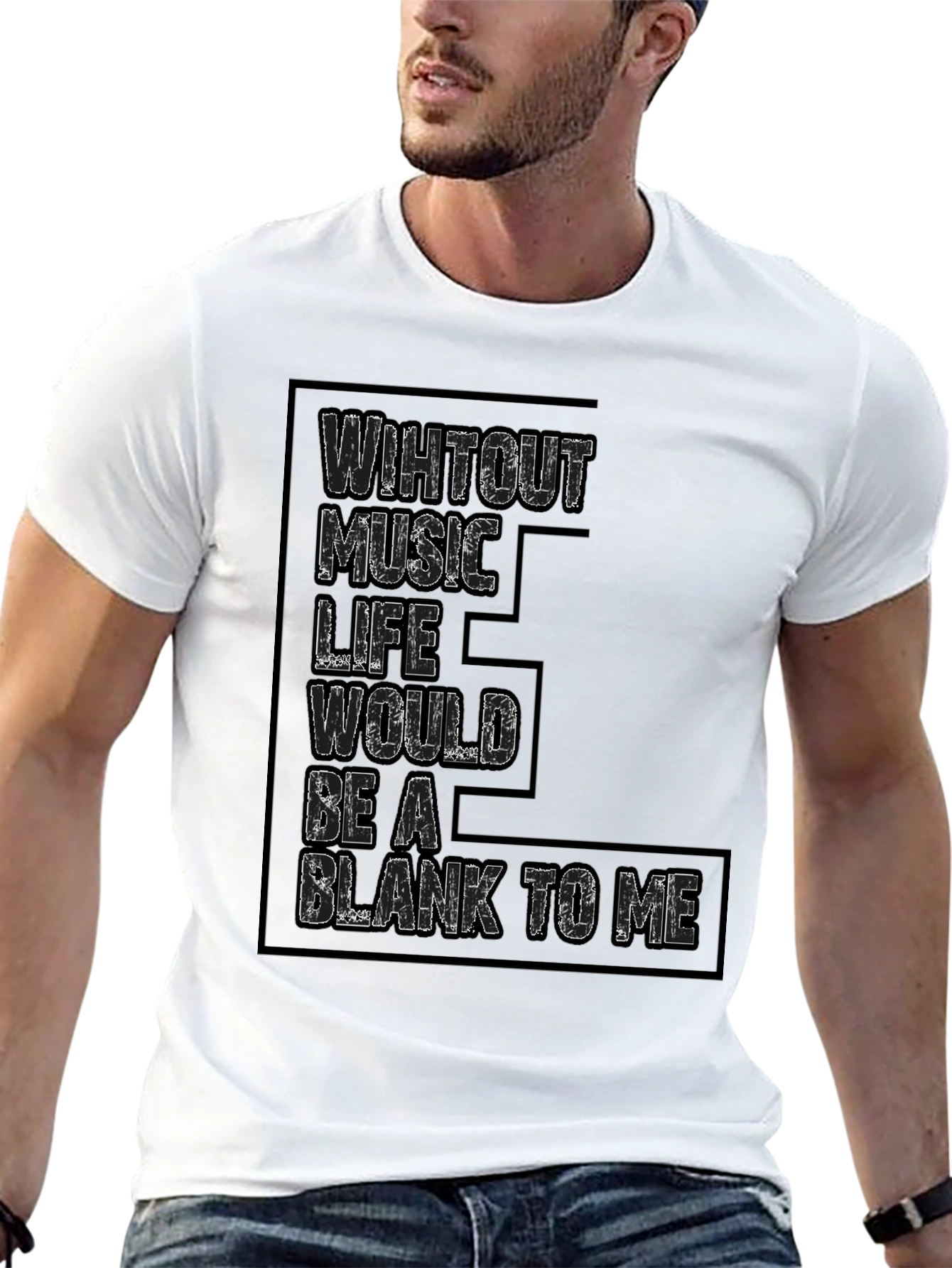 Black Music Lover Black T-Shirt - Without Music Life Blank To Me view 13