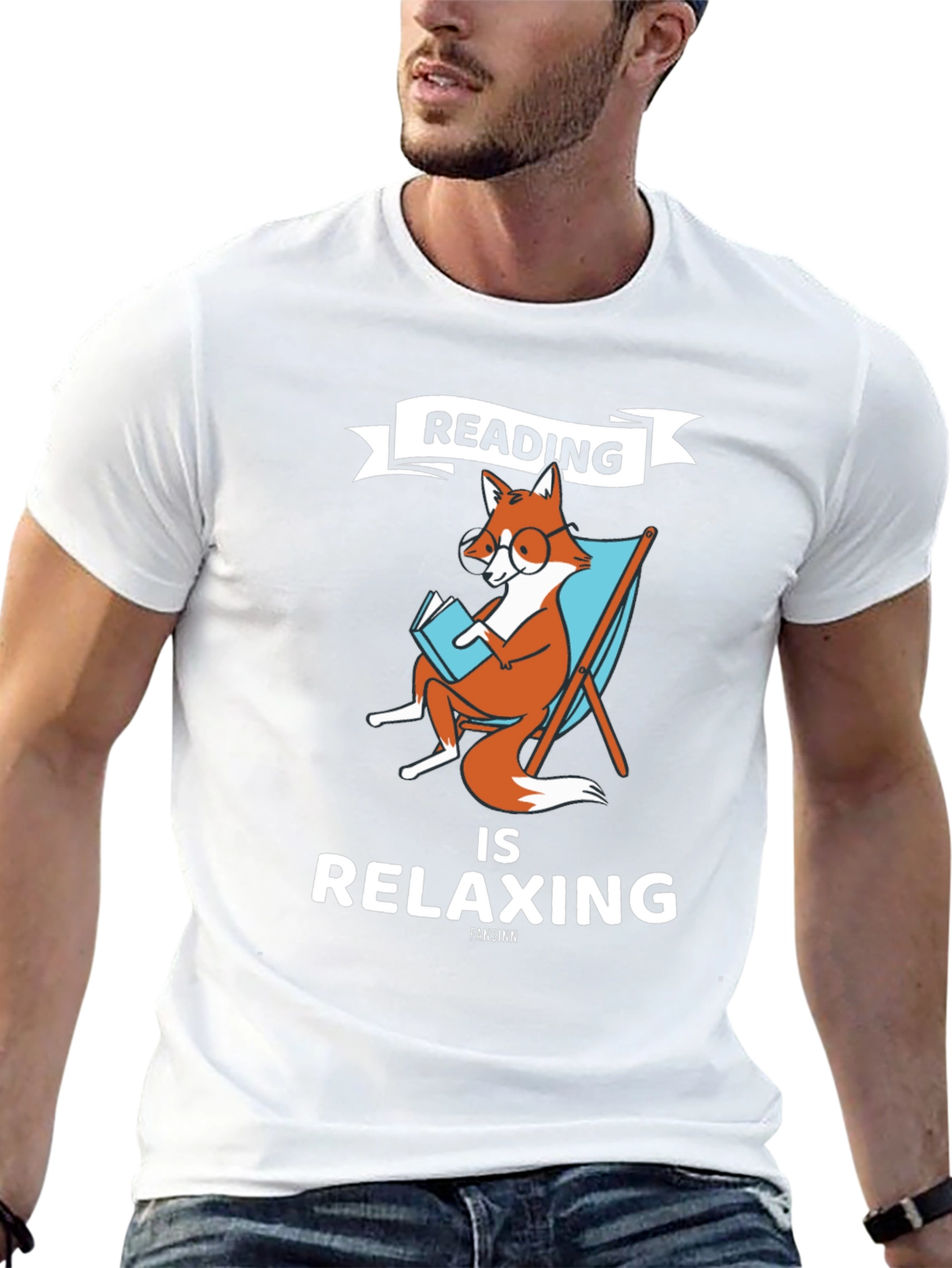 Black Reading Fox Graphic T-Shirt view 13