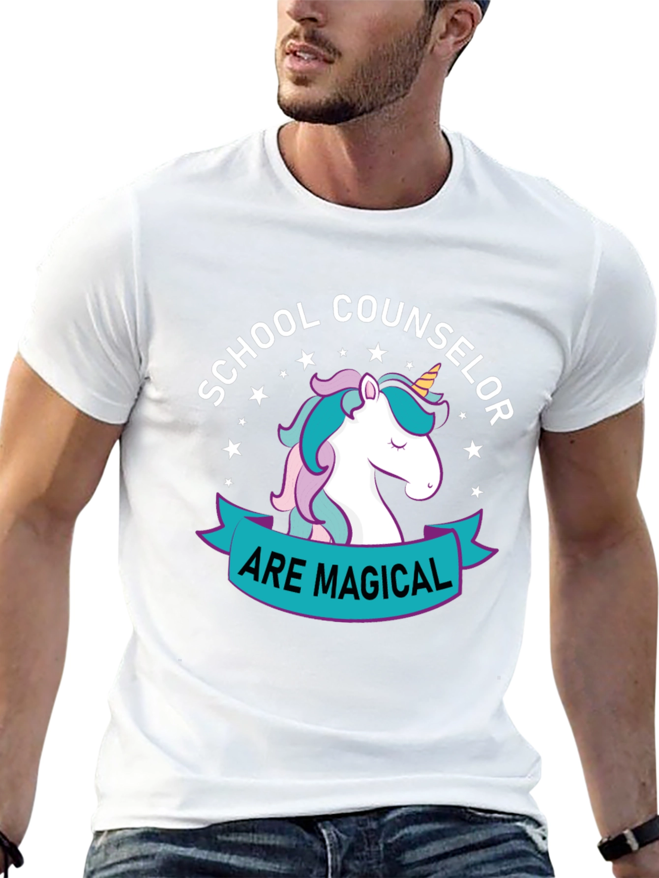 Black School Counselor Unicorn T-Shirt view 13