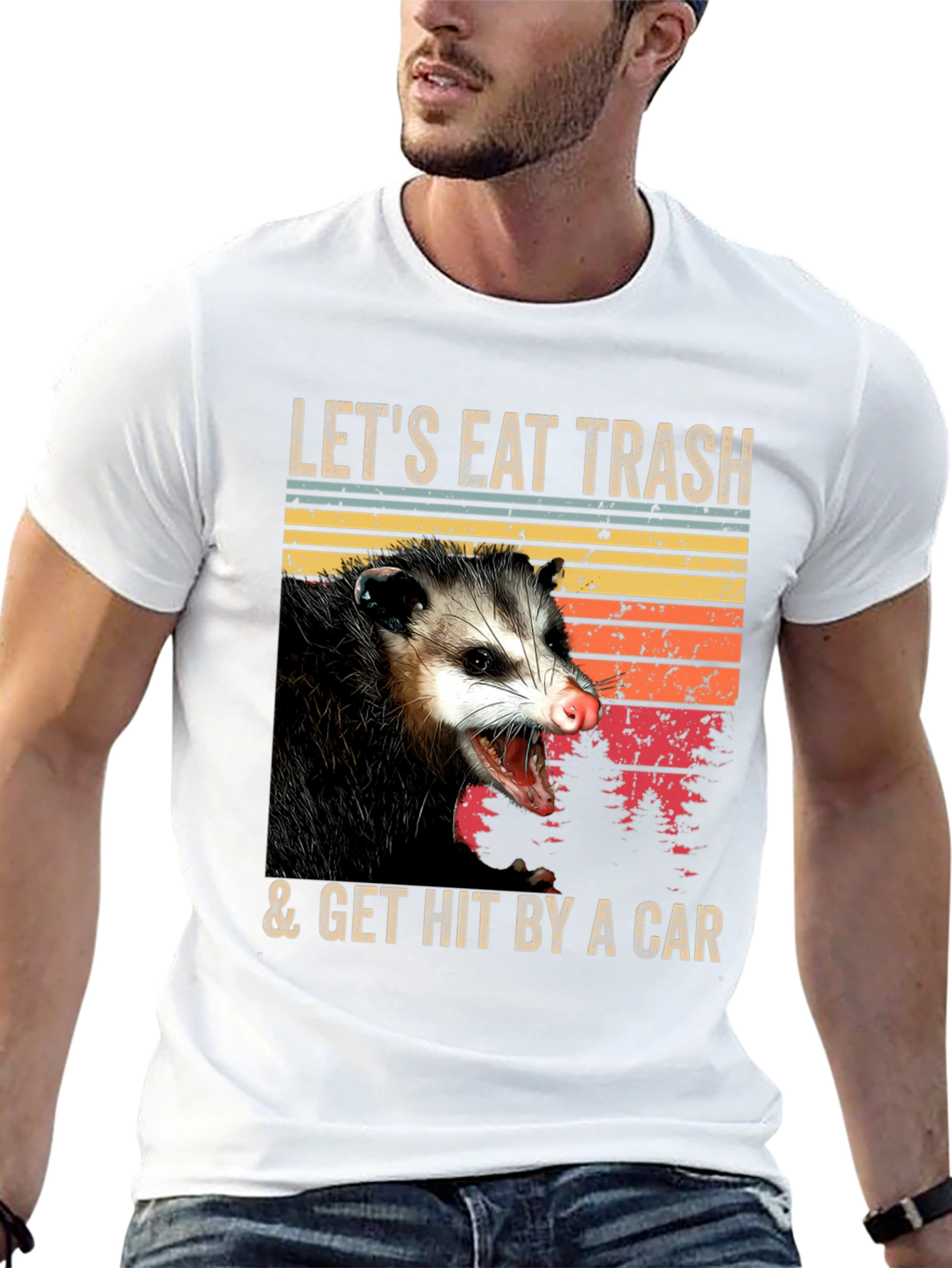 Black Opossum T-Shirt - Eat Trash & Get Hit By A Car - Funny Graphic Tee view 13