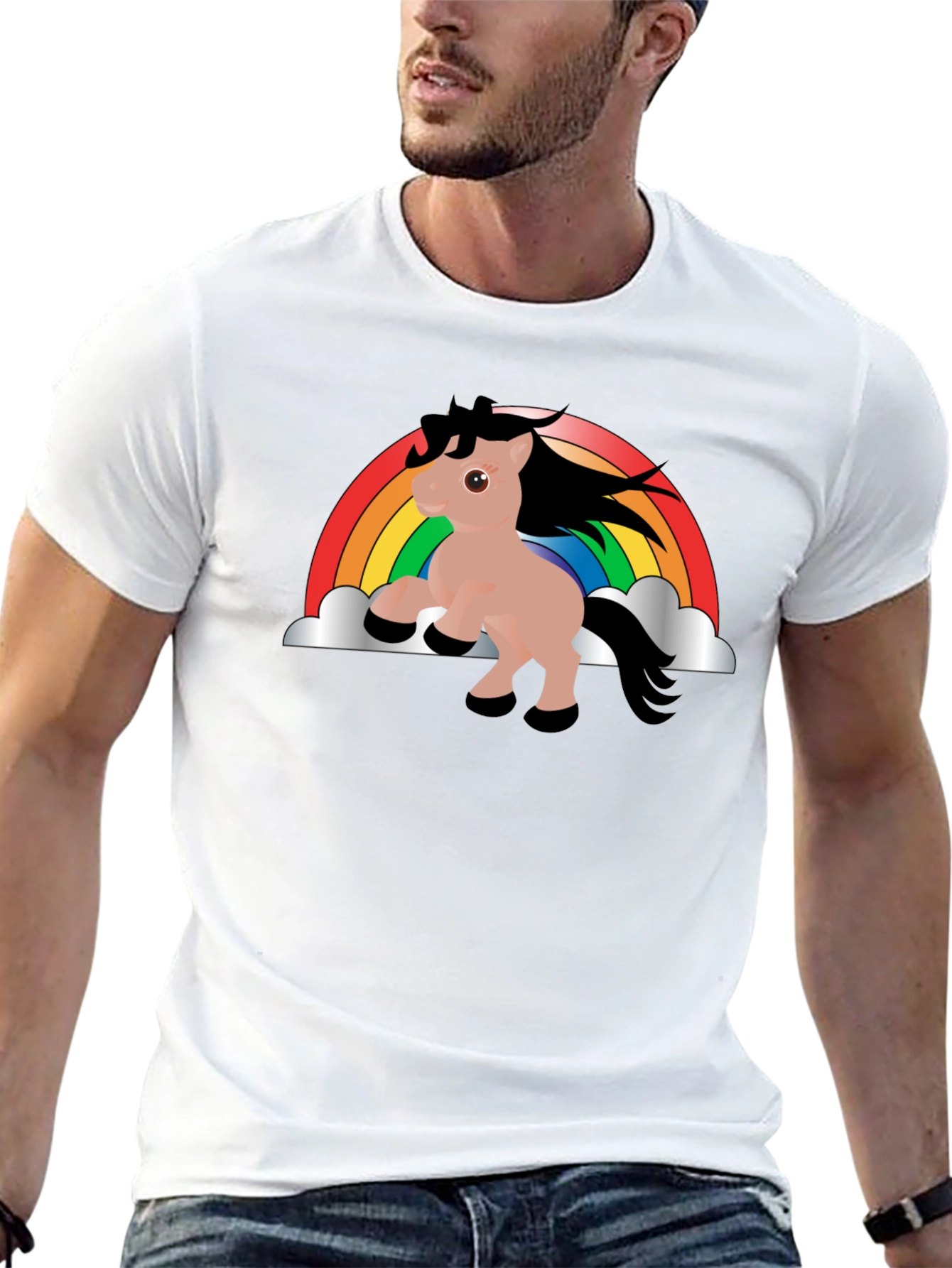 Black Rainbow Unicorn T-Shirt - Black Cotton Tee view 13
