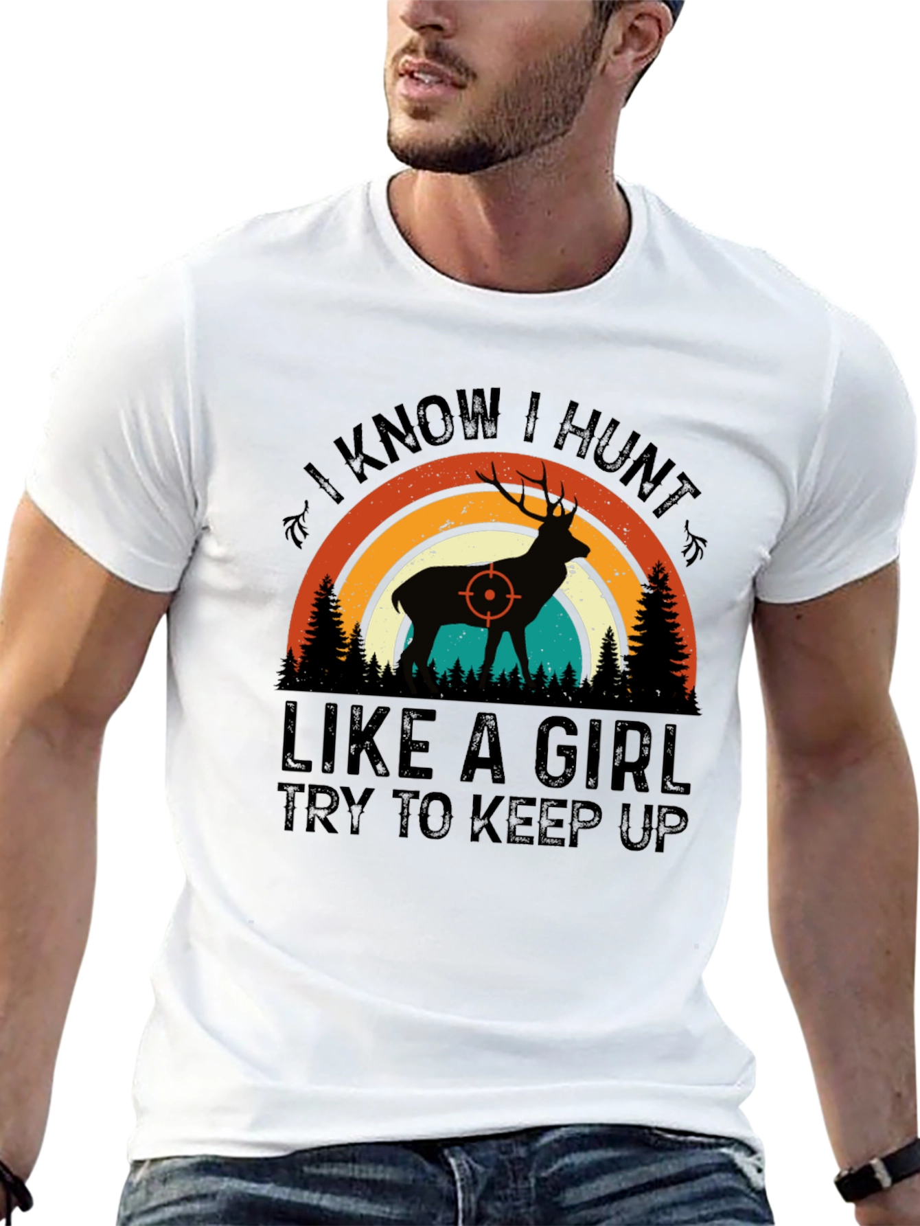 Black I Know I Hunt Like A Girl T-Shirt view 13