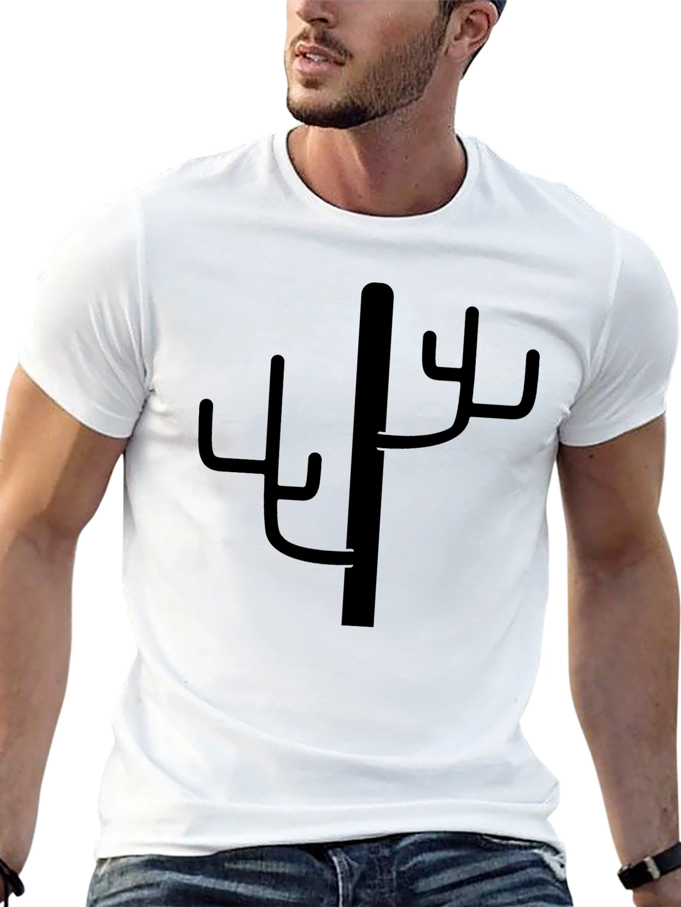 Black Men's Black Cactus Graphic Tee - Desert Style view 13