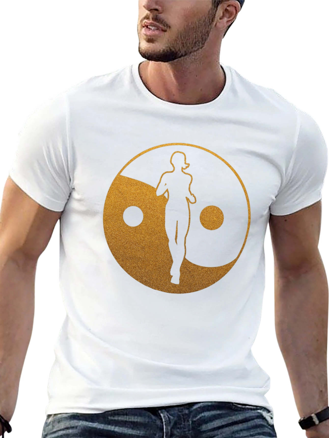 Black Yin Yang Runner Graphic Tee - Black view 13