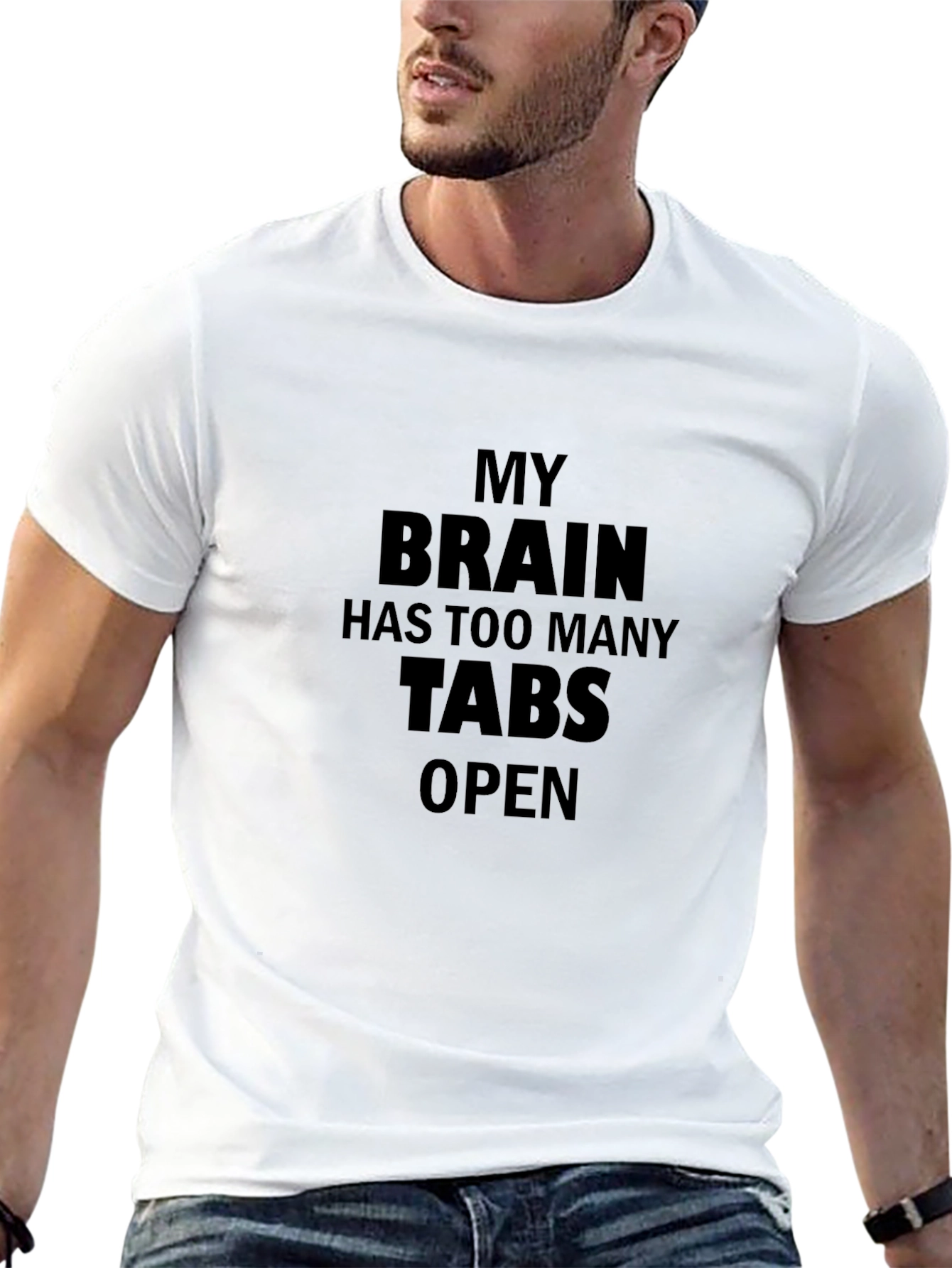 Black My Brain Has Too Many Tabs Open Funny T-Shirt view 13