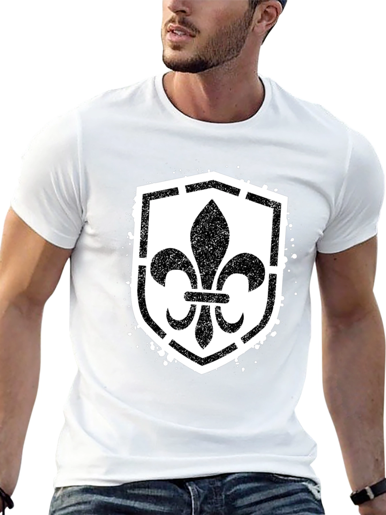 Black Fleur-de-Lis Shield Graphic T-Shirt - Black view 13