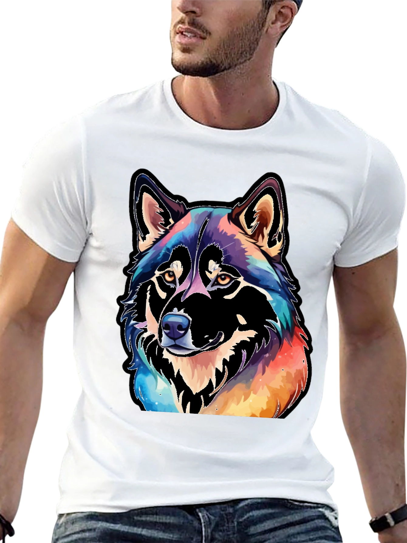 Black Watercolor Wolf Graphic Tee - Black view 13