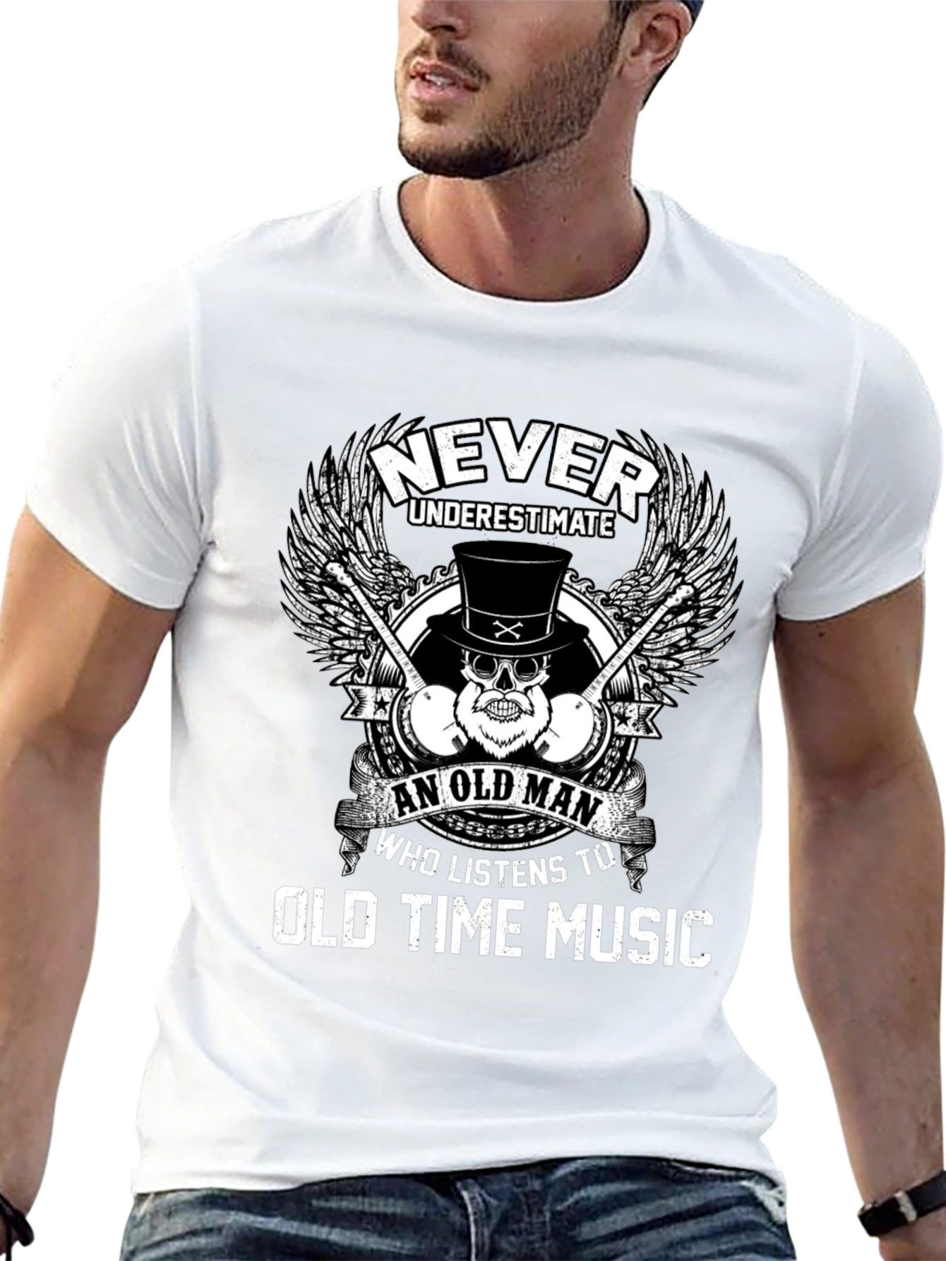 Black Never Underestimate Old Time Music Lover Tee view 13
