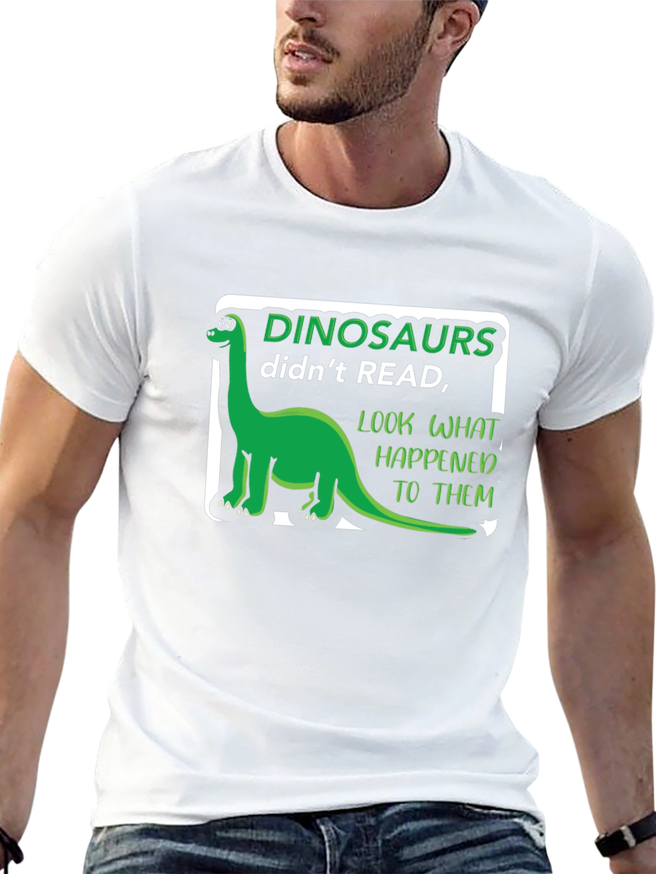 Black Dinosaurs Didn't Read T-Shirt Funny Pun Tee view 13