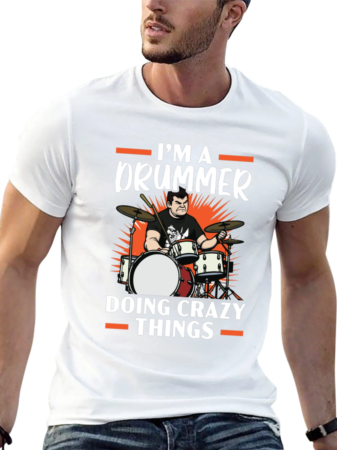Black I'm A Drummer Doing Crazy Things T-Shirt view 13