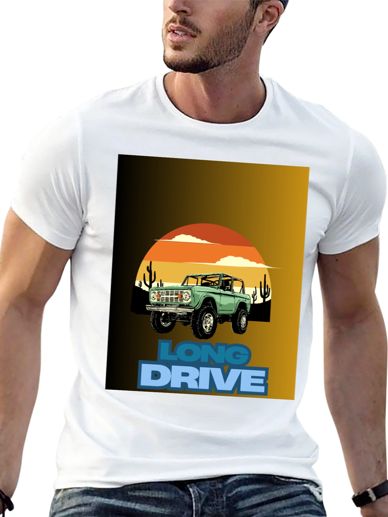 Black Long Drive Graphic Tee - Desert Bronco Design view 13